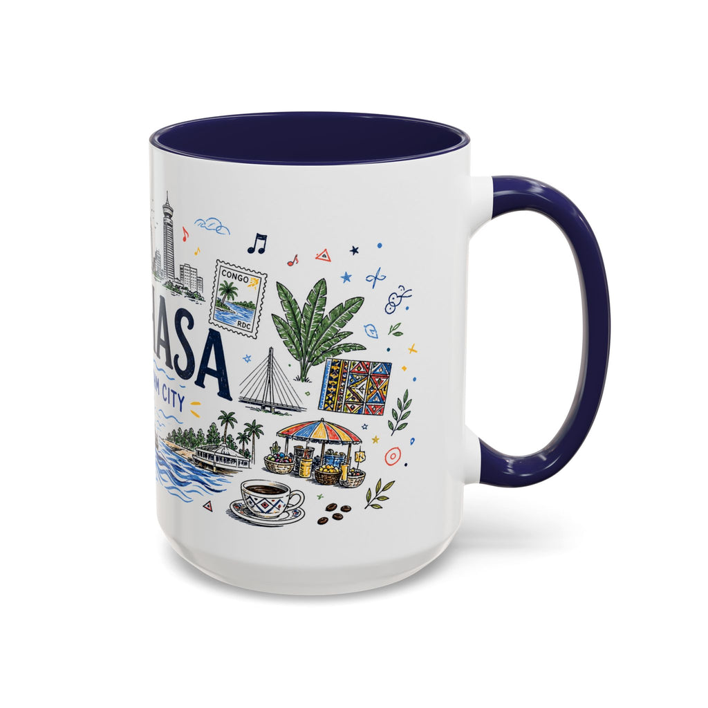 Kinshasa Coffee Mug | DR Congo Souvenir Travel Gift | Accent Color Ceramic 11oz 15oz