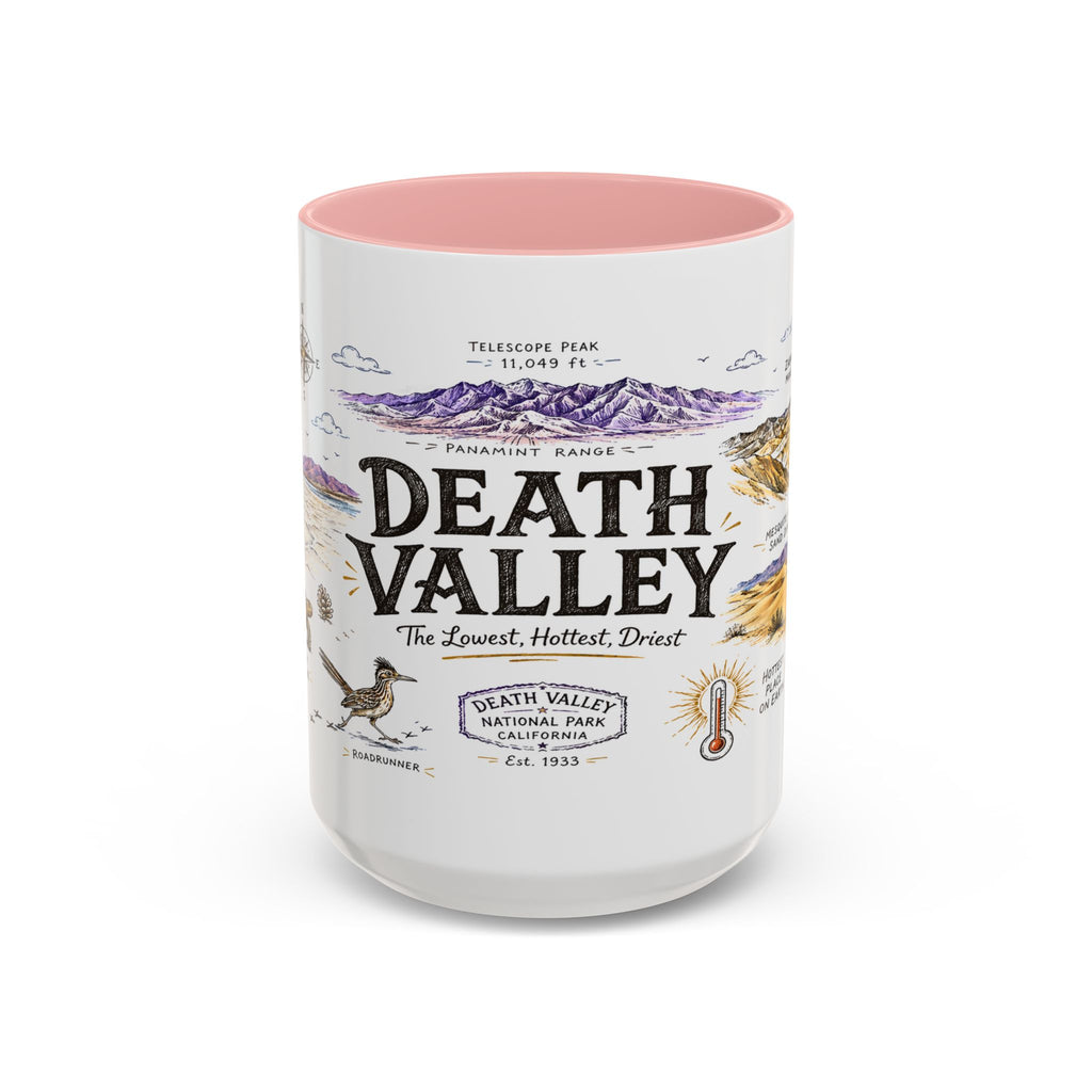 Death Valley National Park Coffee Mug | California Desert Hiking Camping Gift | Accent Color Ceramic 11oz 15oz