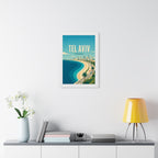 Tel Aviv Israel Framed Poster | Vintage Travel Wall Art | Black Walnut White Frame | 16x24 20x30