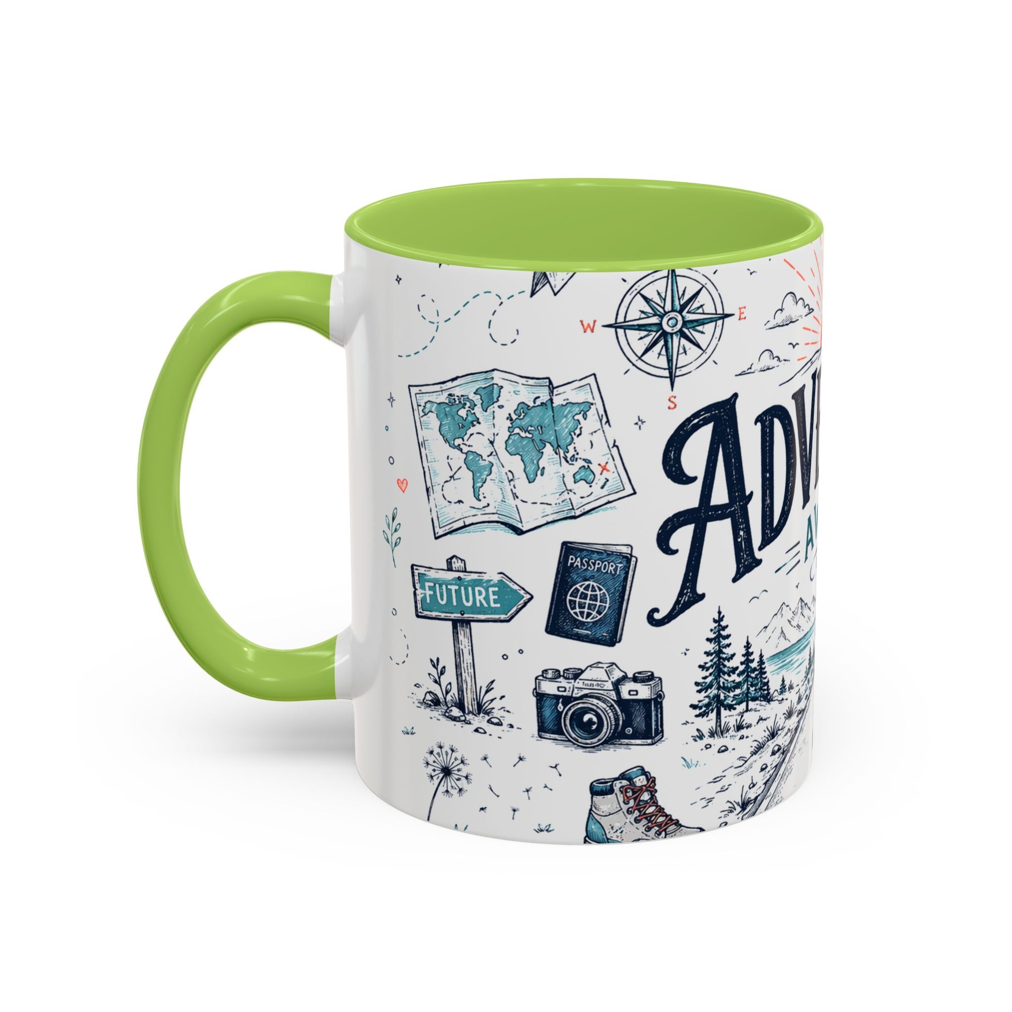 Adventure Awaits Coffee Mug | Class of 2026 Graduation Gift | Accent Color Ceramic 11oz 15oz