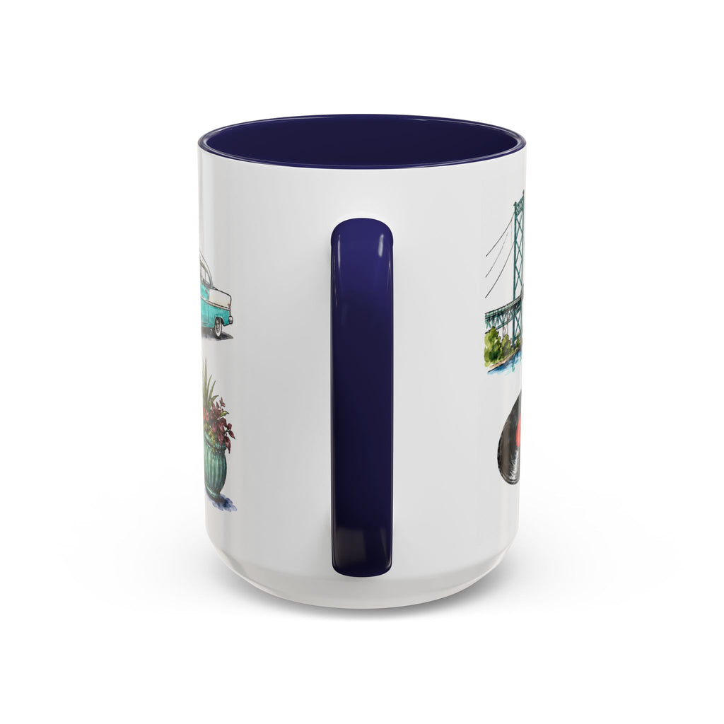Detroit Illustrated Travel Mug | City Souvenir Accent Coffee Mug | 11oz 15oz Ceramic Cup