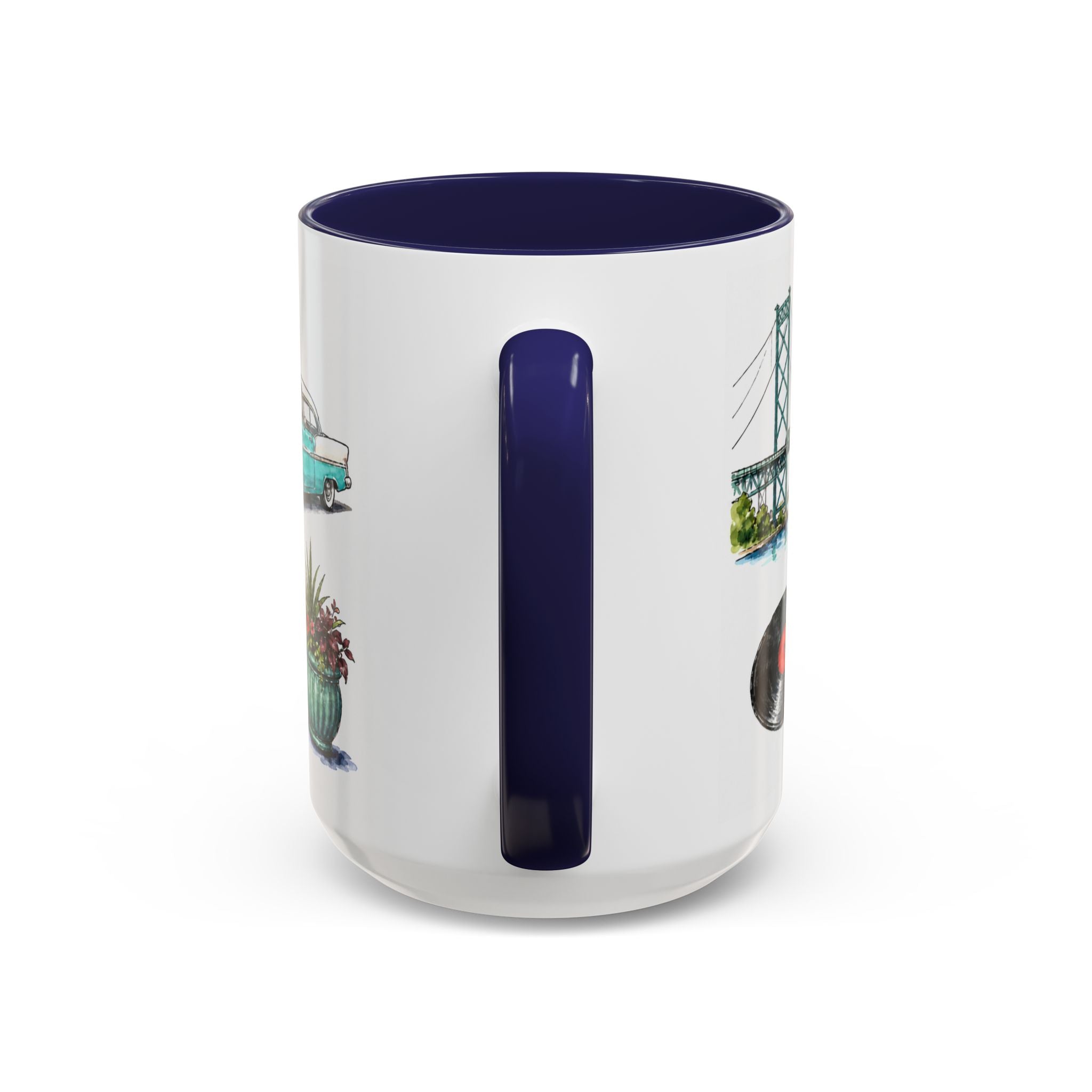 Detroit Illustrated Travel Mug | City Souvenir Accent Coffee Mug | 11oz 15oz Ceramic Cup
