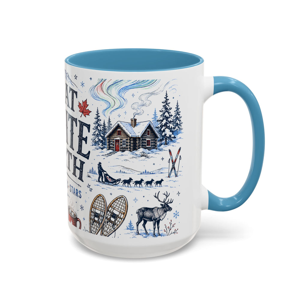 Great White North Coffee Mug | Canadian Pride Gift | Accent Color Ceramic 11oz 15oz