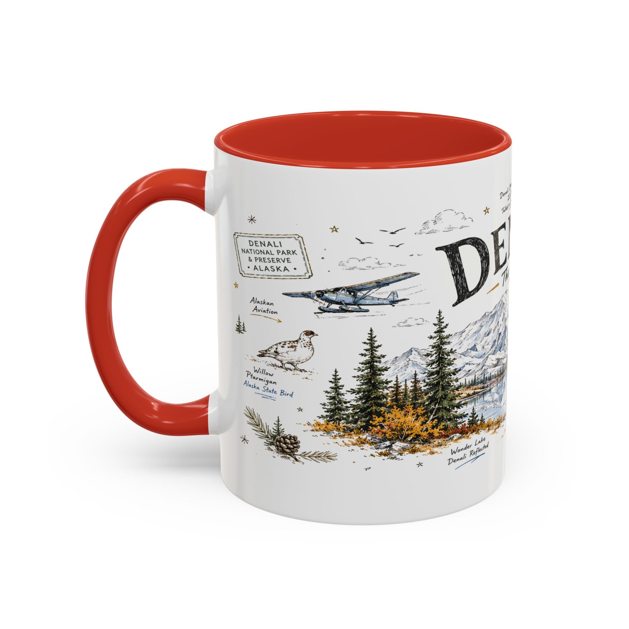 Denali National Park Coffee Mug | Alaska National Park Hiking Gift | Accent Color Ceramic 11oz 15oz