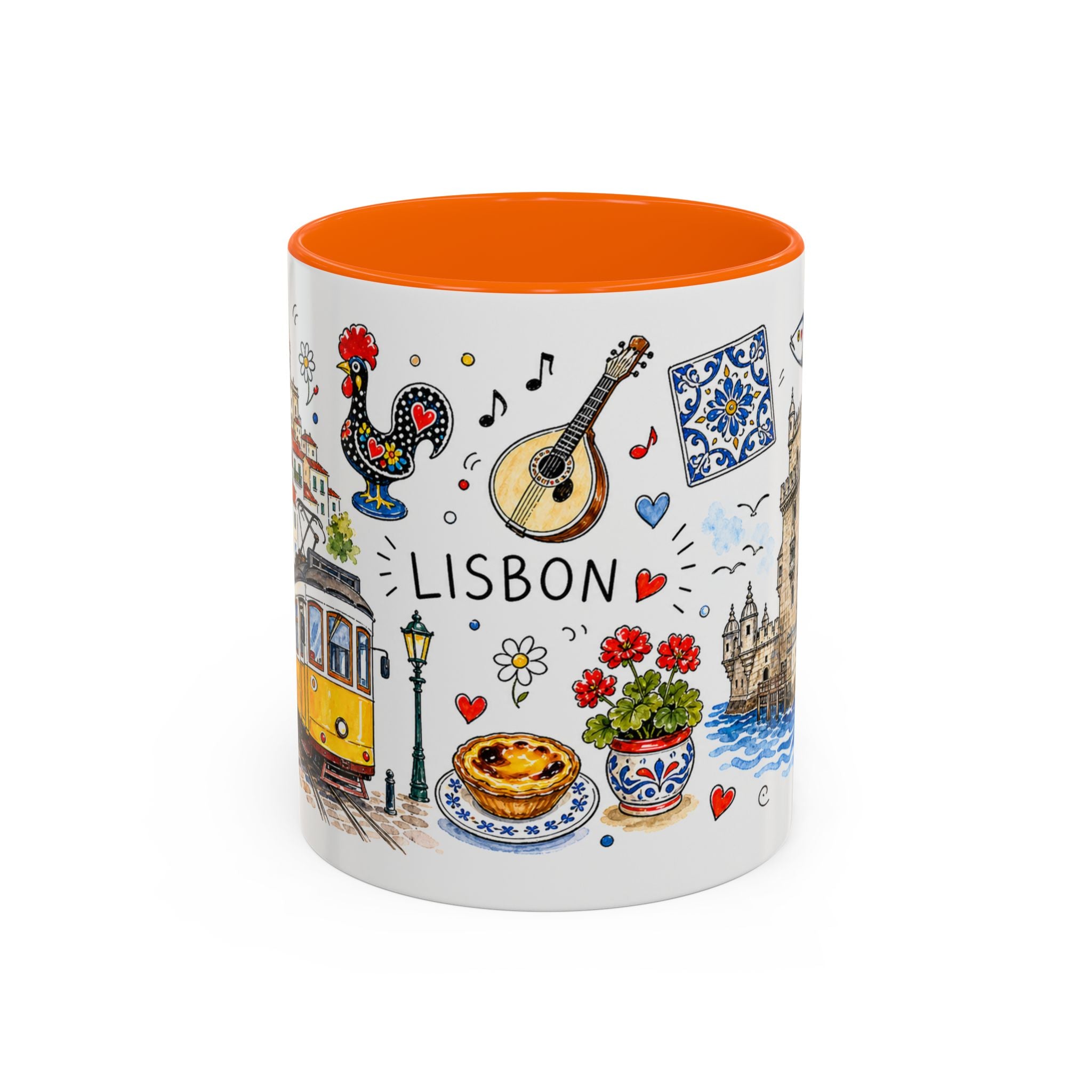 Lisbon Travel Mug | European City Souvenir Accent Coffee Mug | 11oz 15oz Ceramic Cup