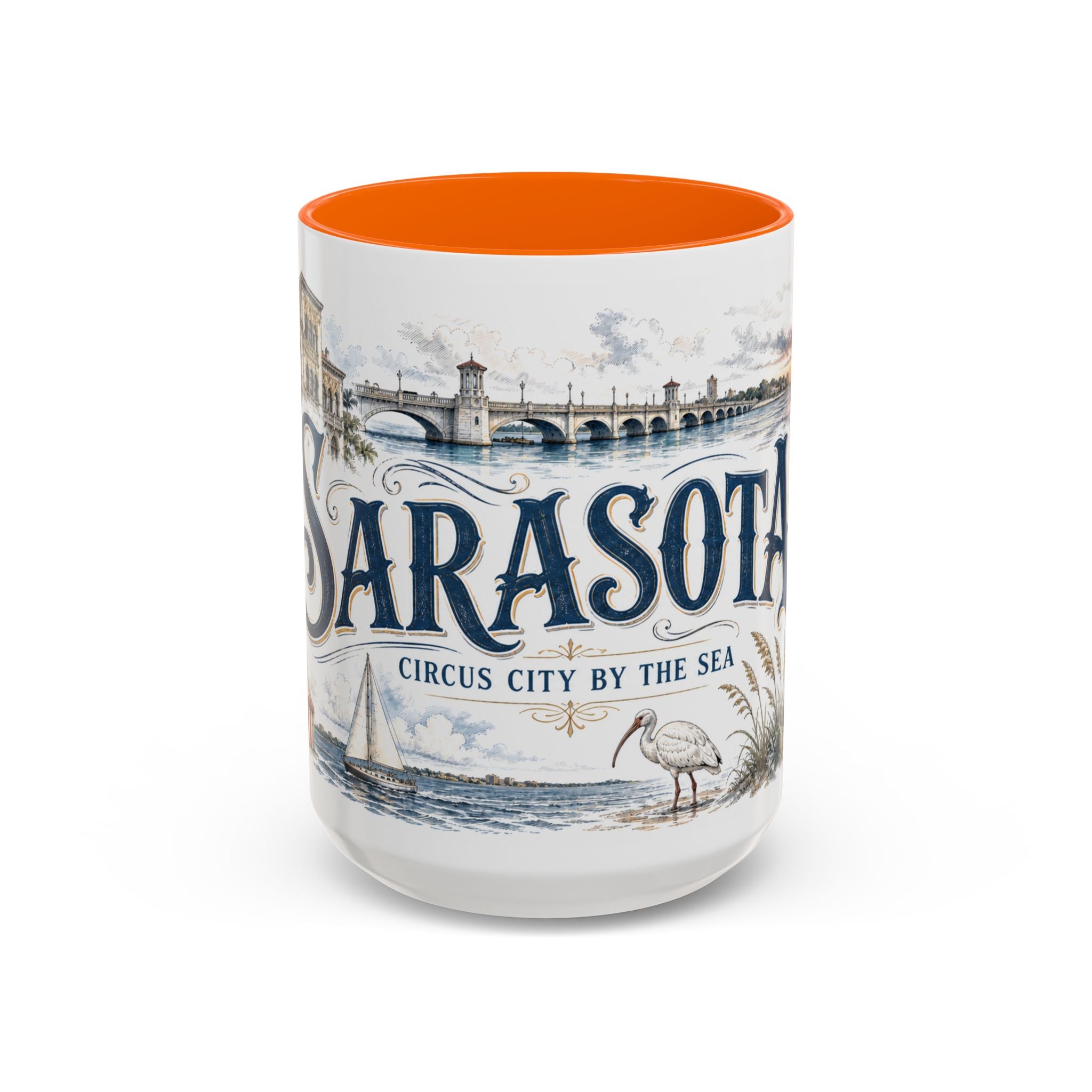 Sarasota Coffee Mug | United States Travel Souvenir | Vintage Illustrated City Gift | 11 oz 15 oz Accent Mug