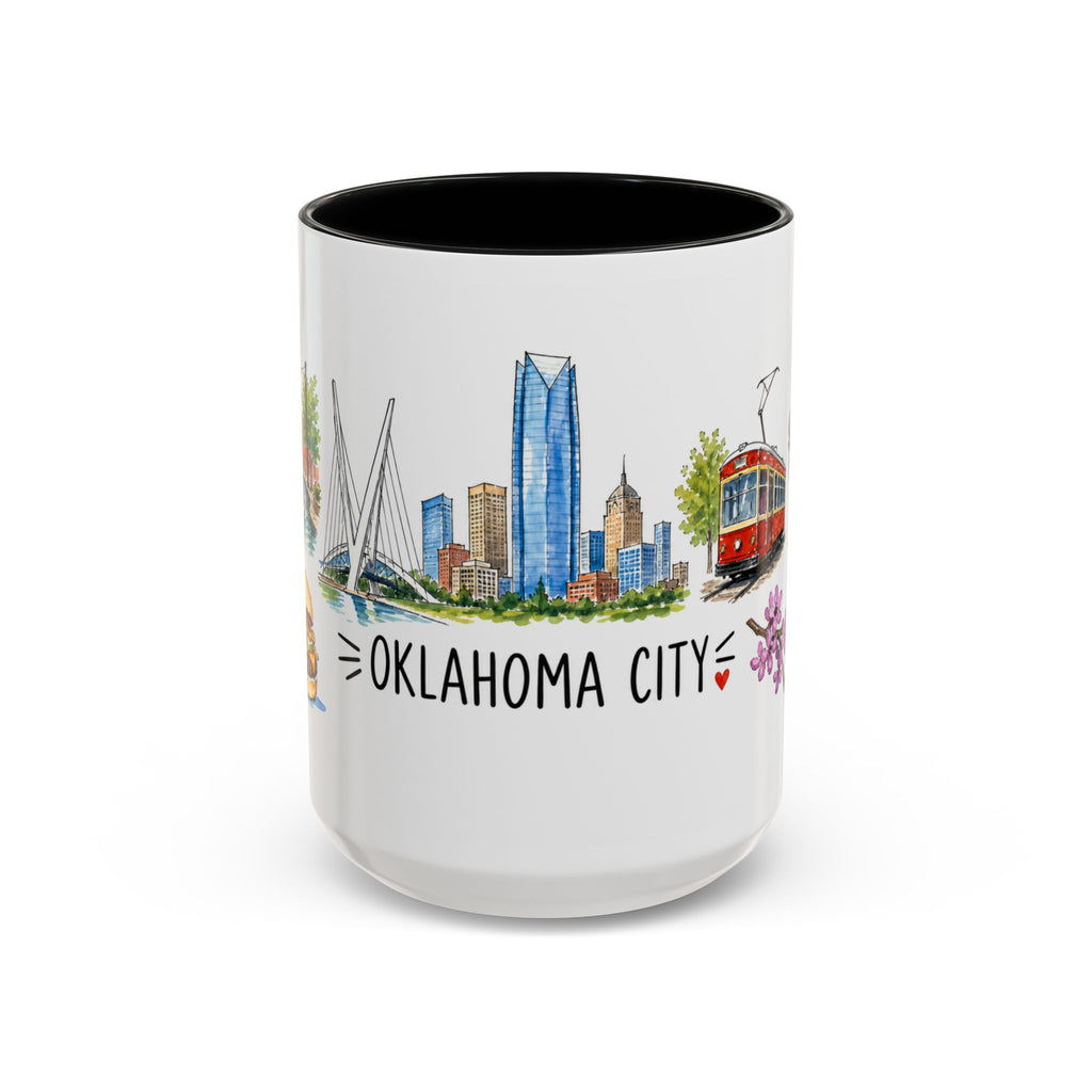 Oklahoma City Illustrated Travel Mug | City Souvenir Accent Coffee Mug | 11oz 15oz Ceramic Cup