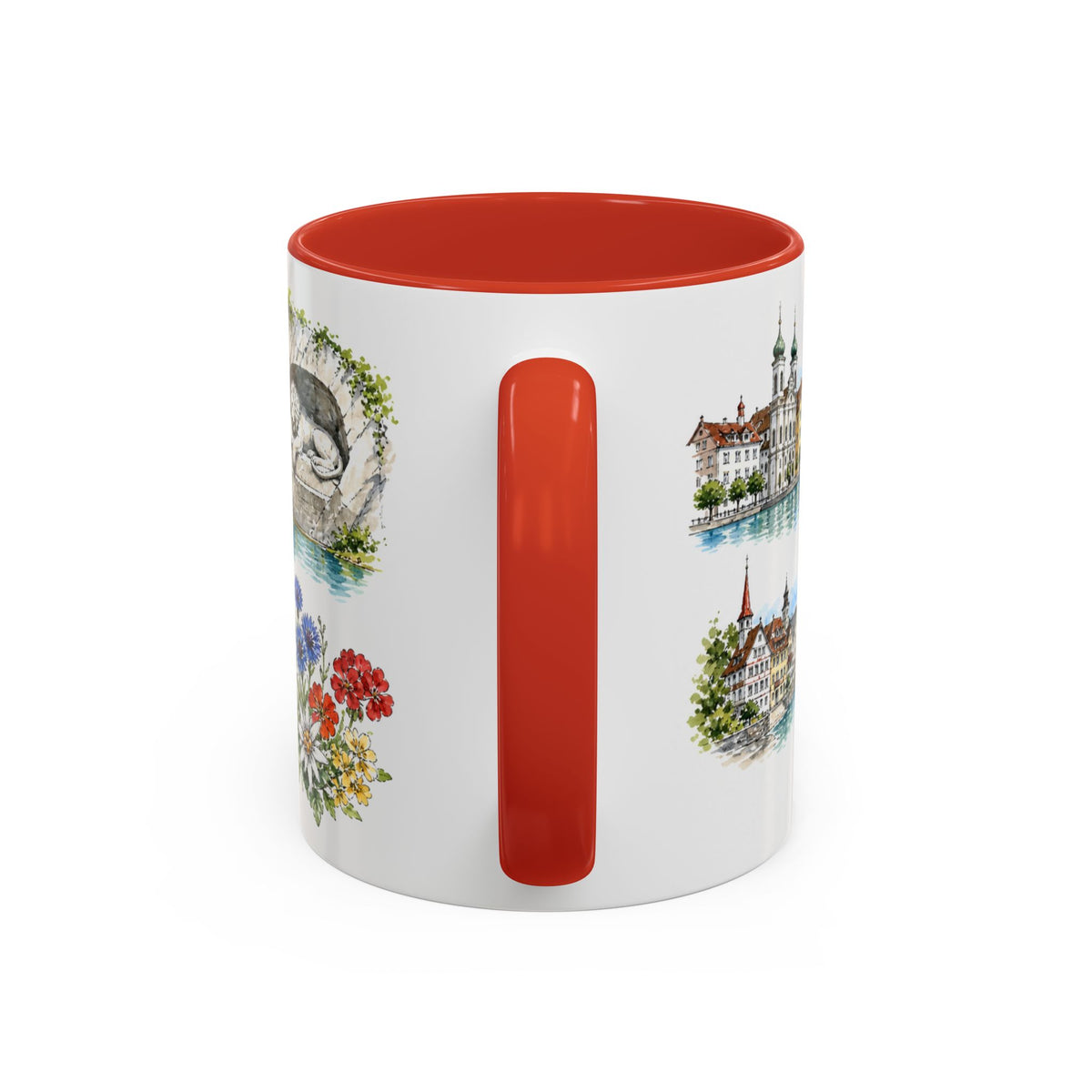 Lucerne Illustrated Travel Mug | City Souvenir Accent Coffee Mug | 11oz 15oz Ceramic Cup
