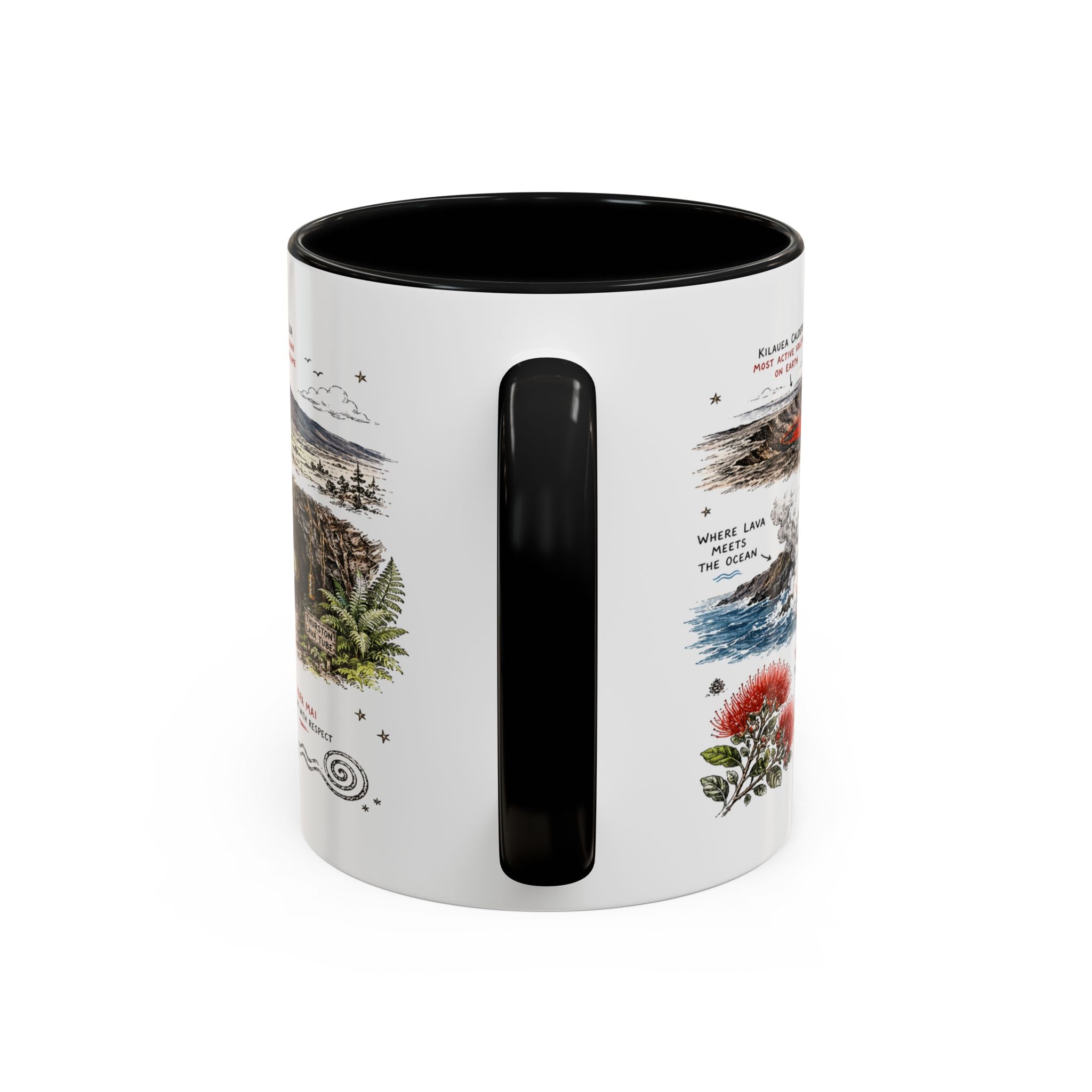 Hawaii Volcanoes National Park Coffee Mug | Hawaii Big Island Lava Volcano Gift | Accent Color Ceramic 11oz 15oz