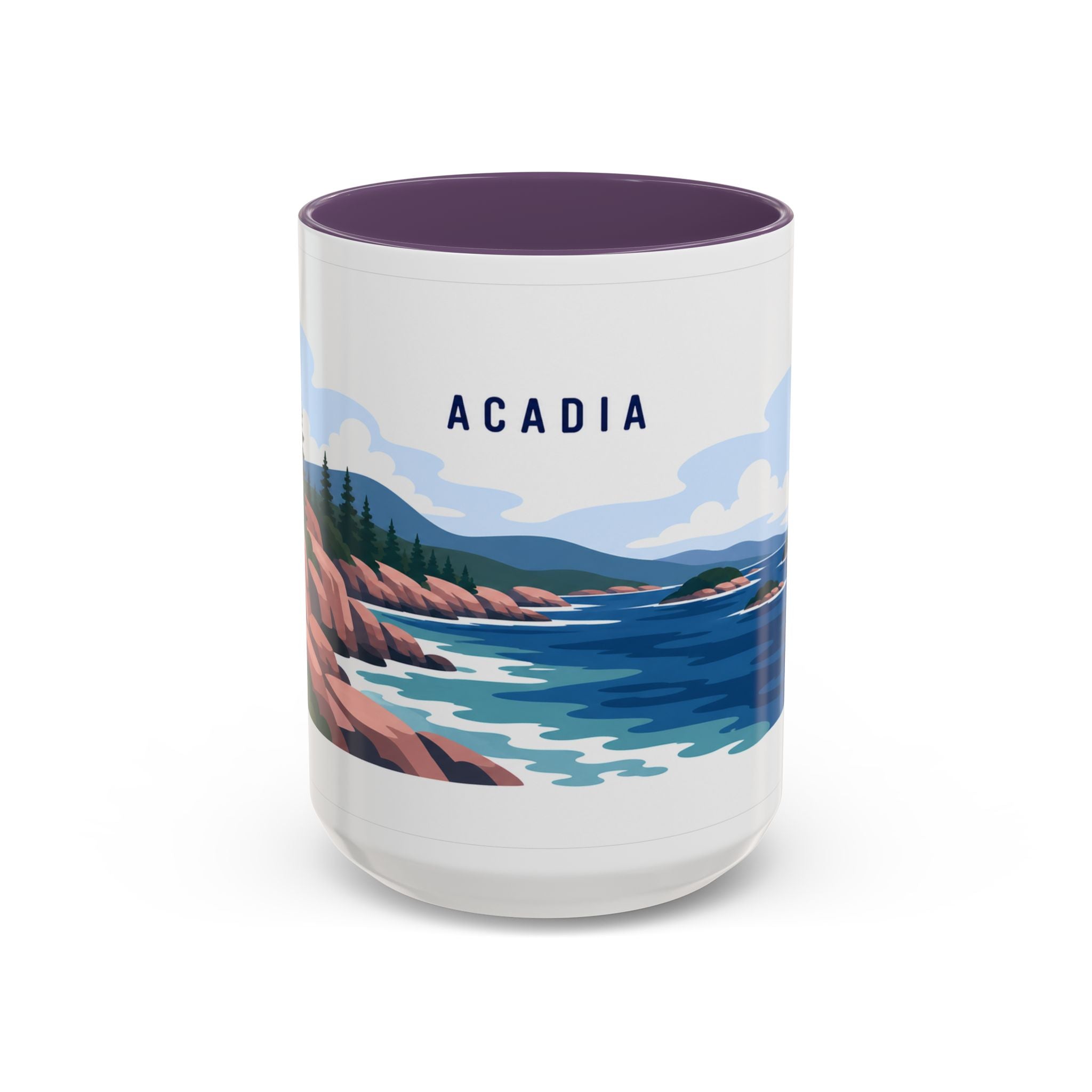 Acadia National Park Coffee Mug | Solid Color Block Park Souvenir | 11oz 15oz Accent Mug