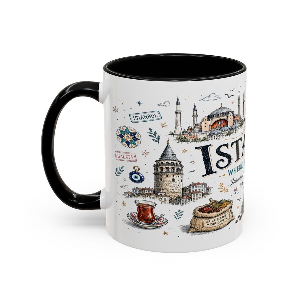 Istanbul Coffee Mug | Turkey Souvenir Travel Gift | Accent Color Ceramic 11oz 15oz