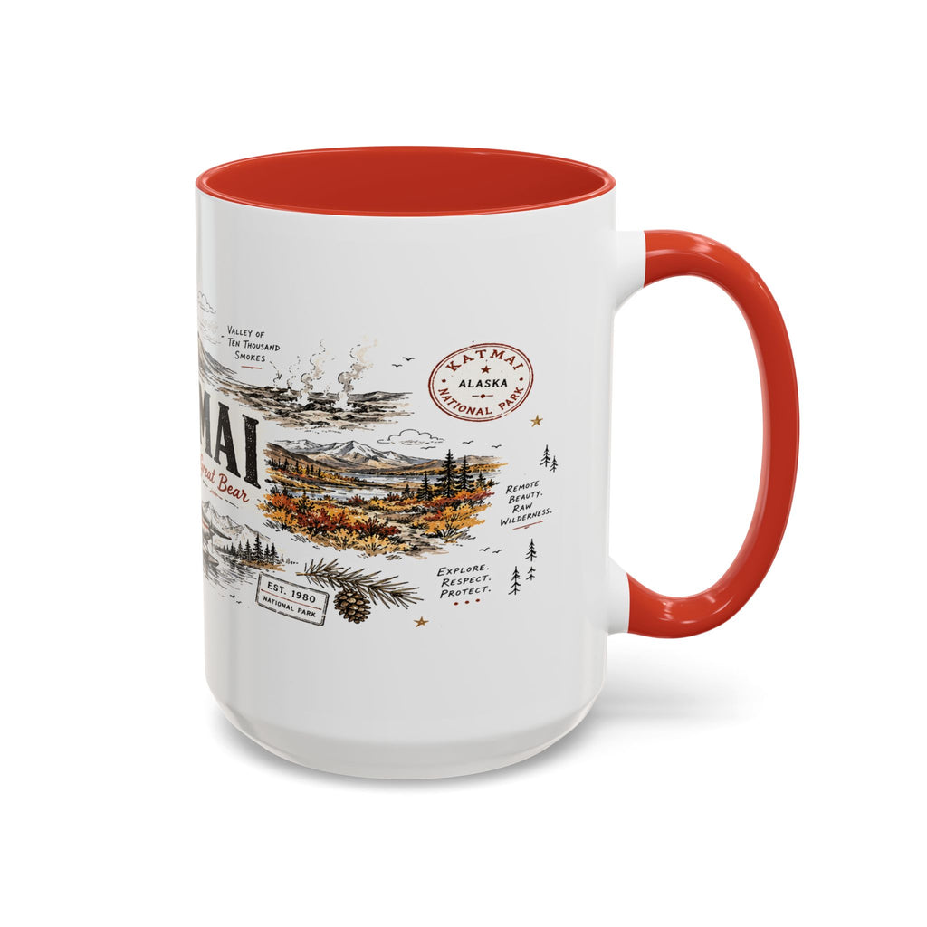 Katmai National Park Coffee Mug | Alaska Bear Watching Wildlife Gift | Accent Color Ceramic 11oz 15oz