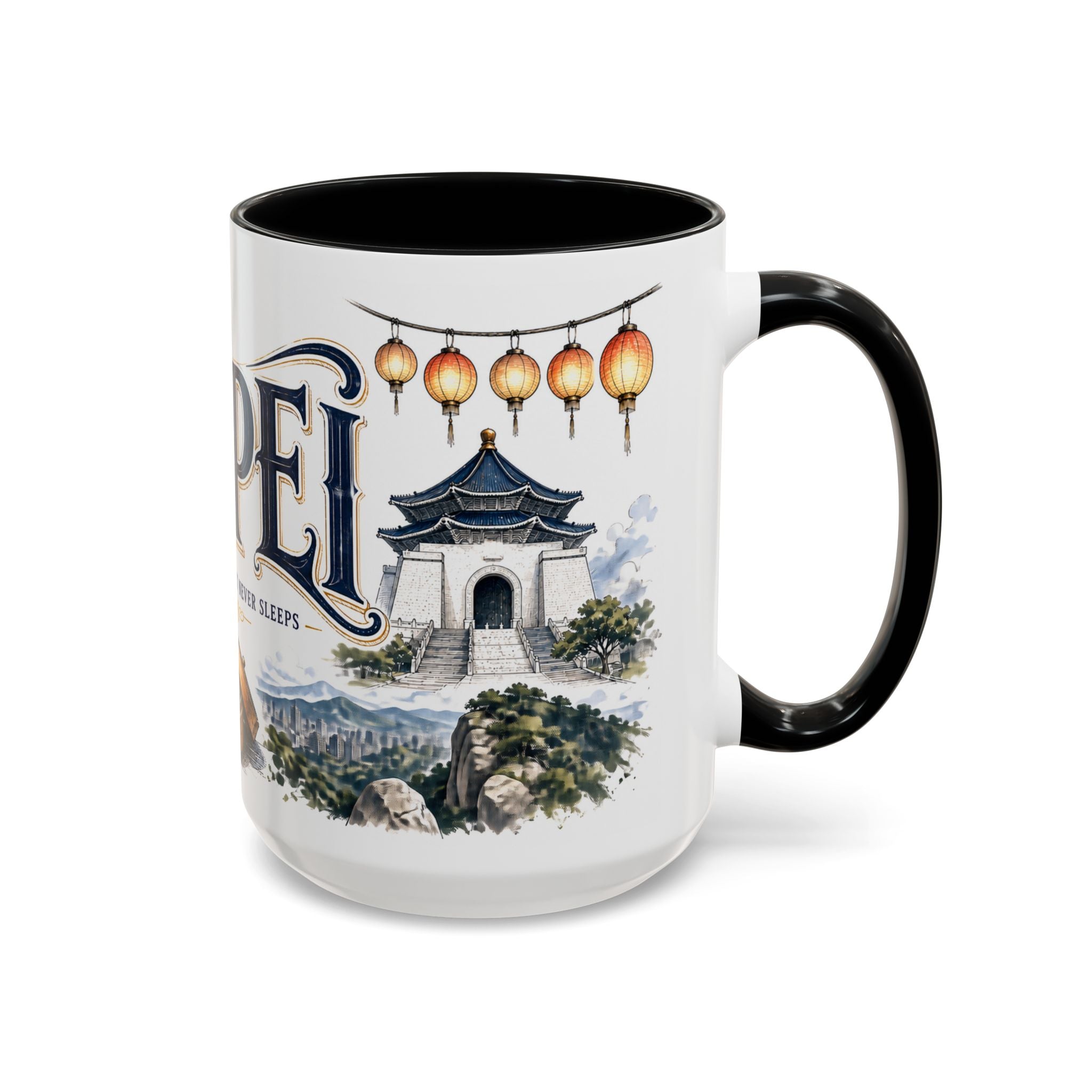 Taipei Coffee Mug | Taiwan Travel Souvenir | Vintage Illustrated City Gift | 11 oz 15 oz Accent Mug