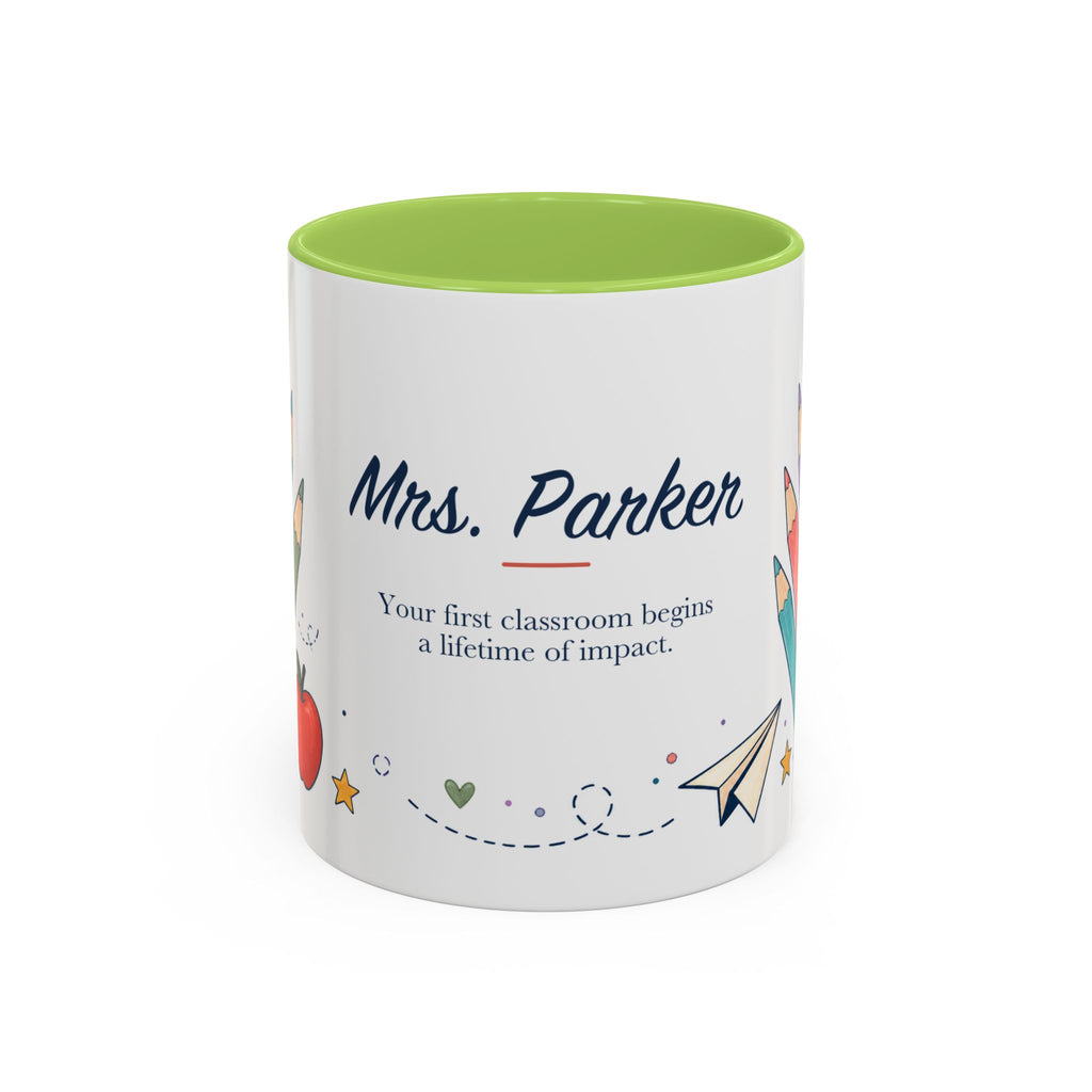 Personalized First Year Teacher Mug | Custom Name Pencil Coffee Cup