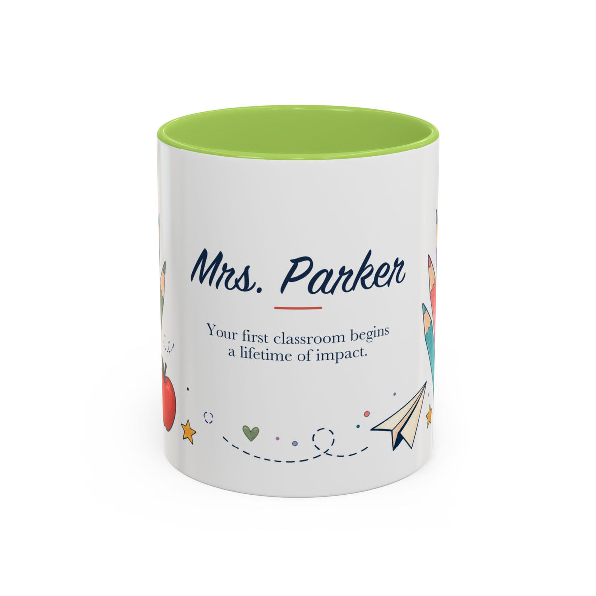 Personalized First Year Teacher Mug | Custom Name Pencil Coffee Cup