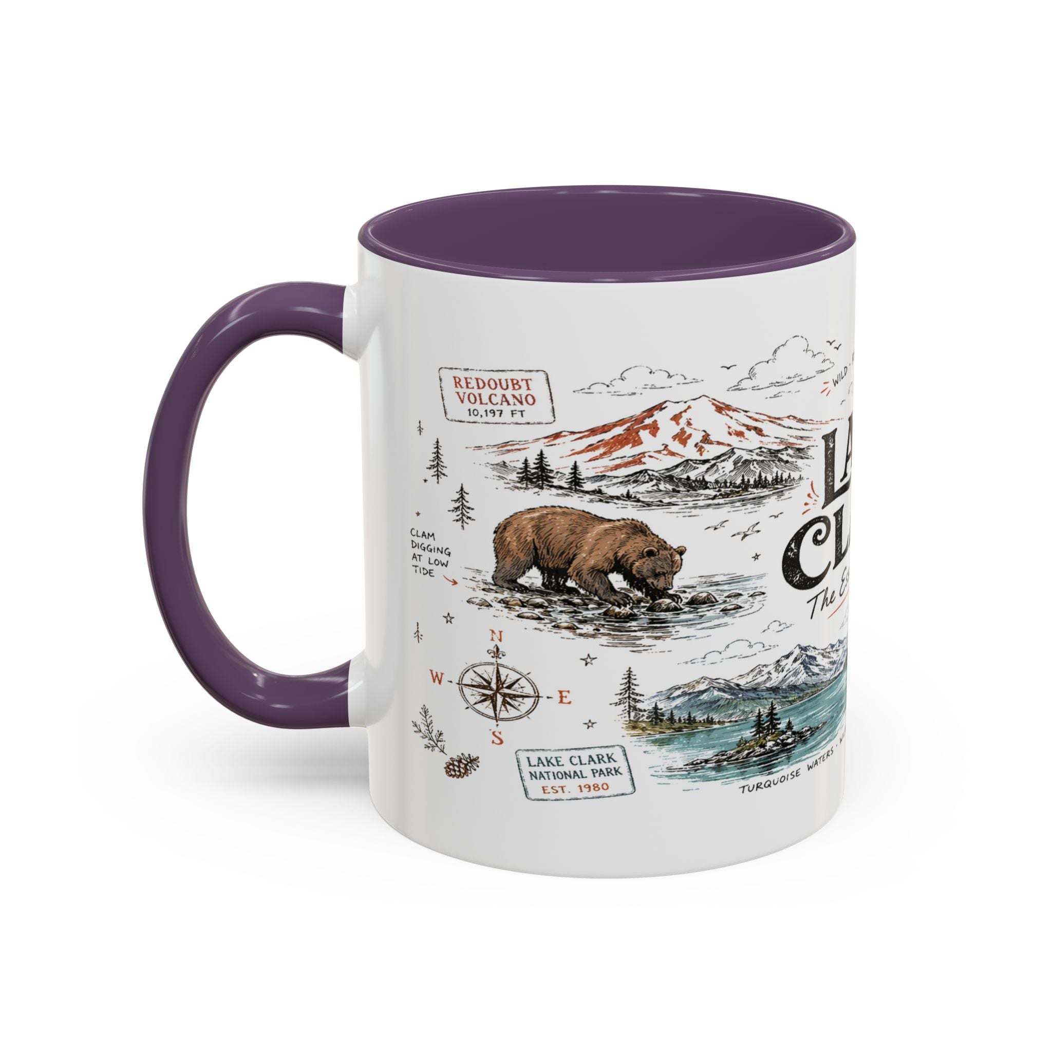 Lake Clark National Park Coffee Mug | Alaska Fly-in Wilderness Adventure Gift | Accent Color Ceramic 11oz 15oz
