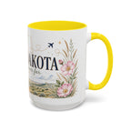North Dakota State Map Mug | Prairie Rose Botanical Accent Coffee Cup