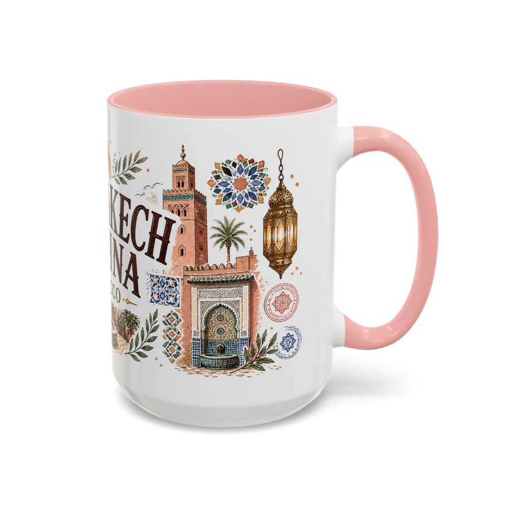 Marrakech Medina Coffee Mug | Travel Destination Souvenir Gift | Accent Color Ceramic 11oz 15oz