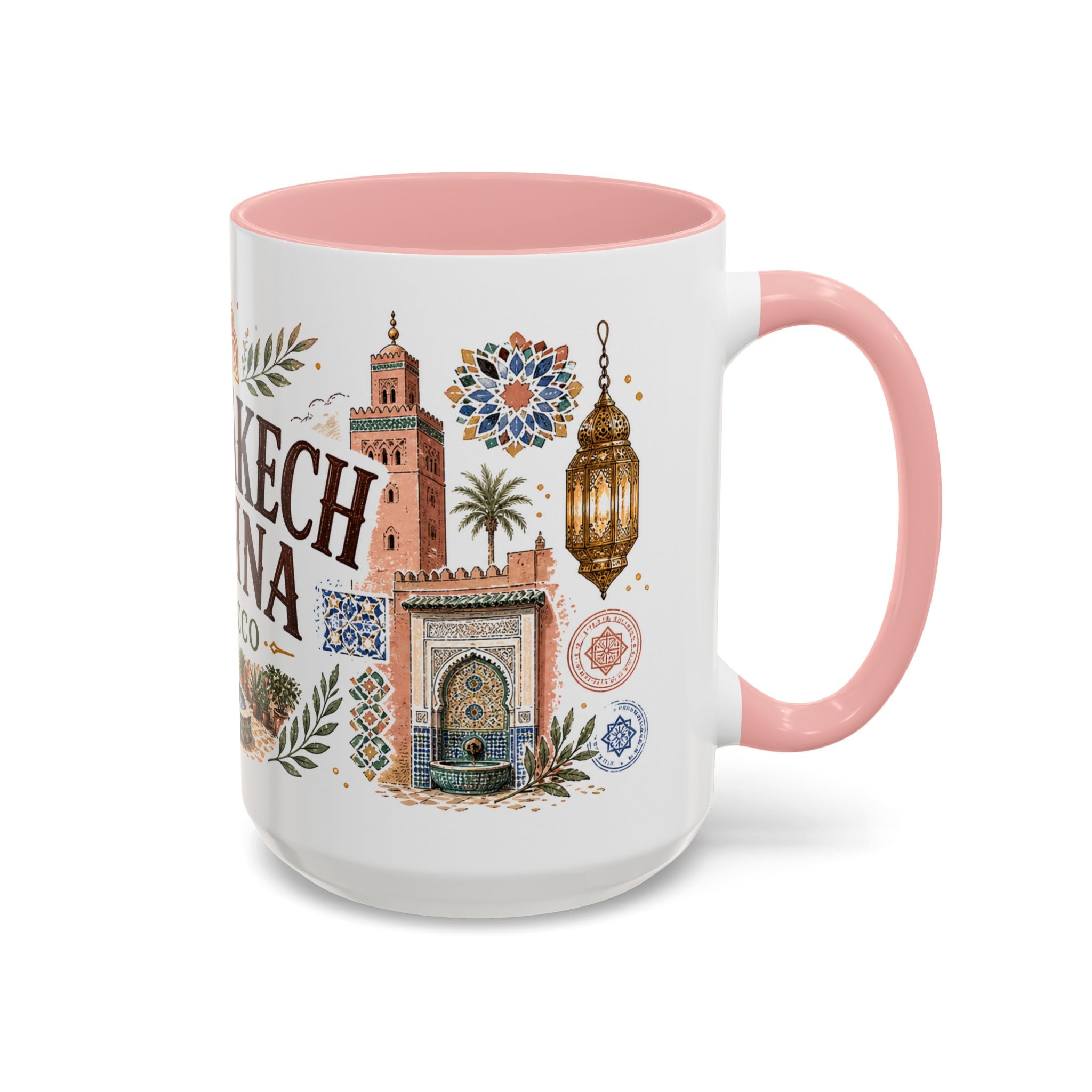 Marrakech Medina Coffee Mug | Travel Destination Souvenir Gift | Accent Color Ceramic 11oz 15oz