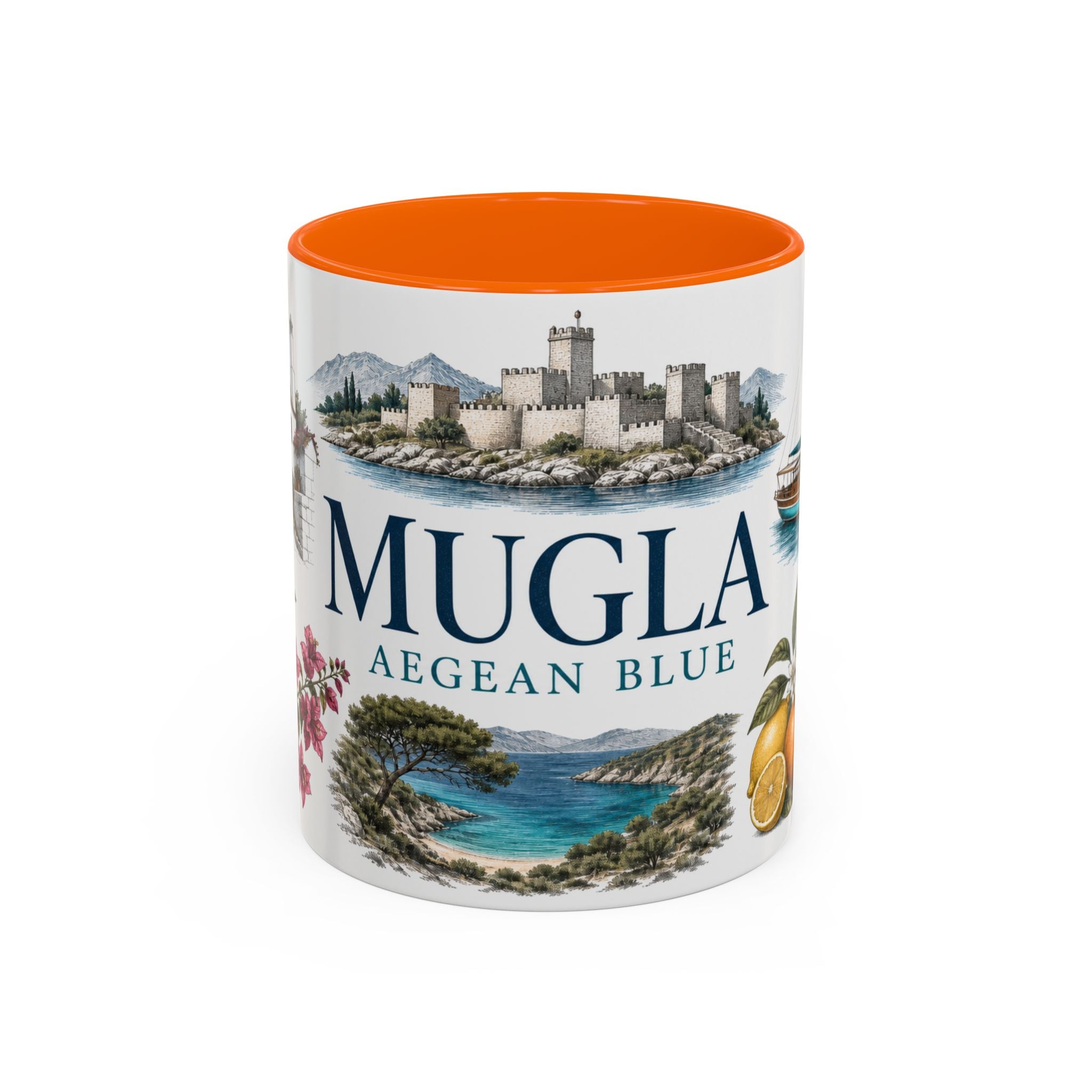 Mugla Coffee Mug | Turkey Travel Souvenir | Vintage Illustrated City Gift | 11 oz 15 oz Accent Mug