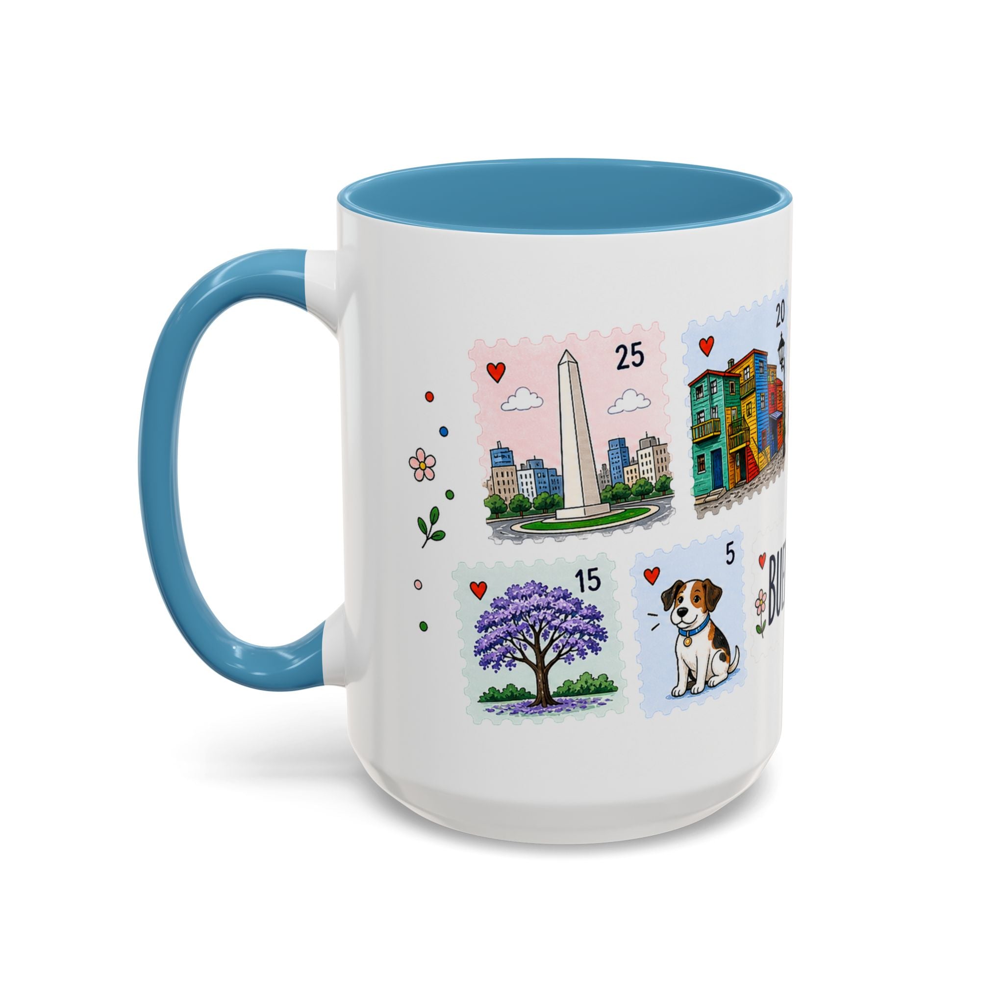 Buenos Aires Coffee Mug | Postage Stamp Collage Mug | Travel Souvenir Accent Cup 11oz 15oz