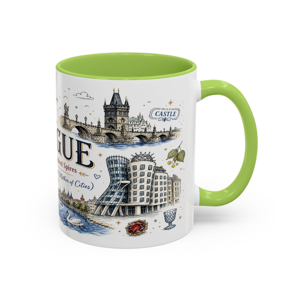 Prague Coffee Mug | Czech Republic Souvenir Travel Gift | Accent Color Ceramic 11oz 15oz