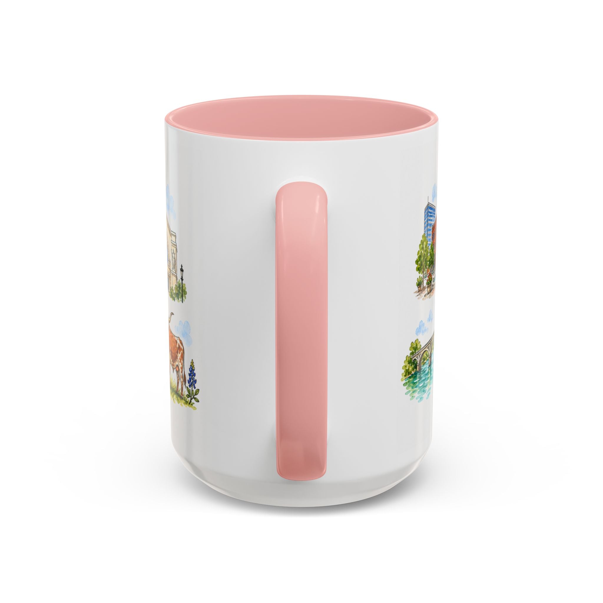 Fort Worth Illustrated Travel Mug | City Souvenir Accent Coffee Mug | 11oz 15oz Ceramic Cup