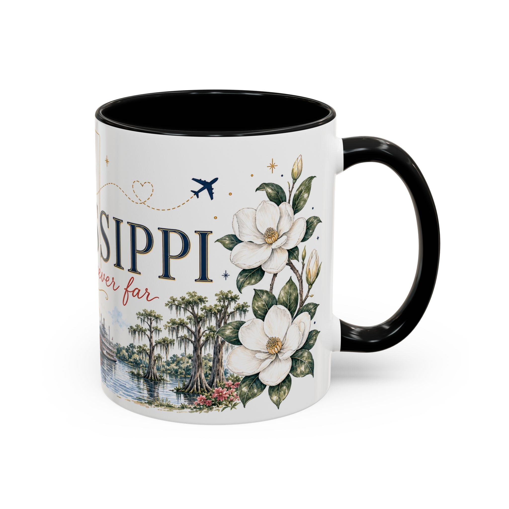 Mississippi State Map Mug | Moving Away, Homesick Gift | Botanical Accent Coffee Cup