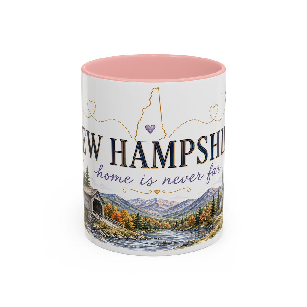 New Hampshire State Map Mug | Botanical Accents, Mountain Landscape Coffee Cup