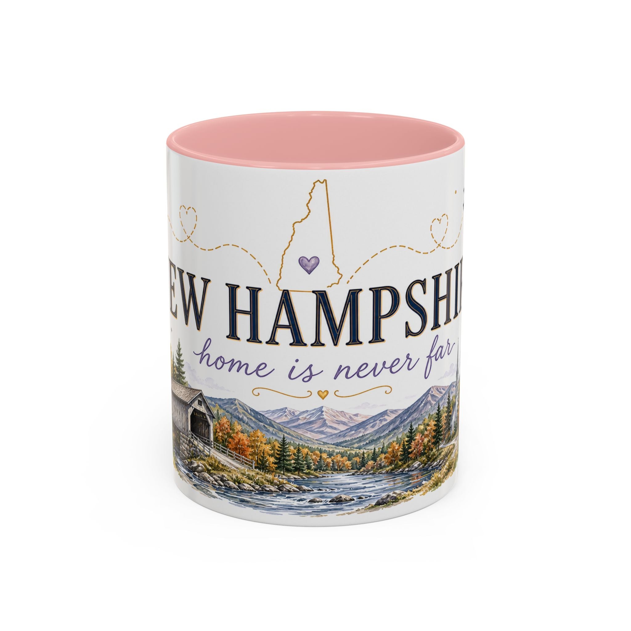 New Hampshire State Map Mug | Botanical Accents, Mountain Landscape Coffee Cup