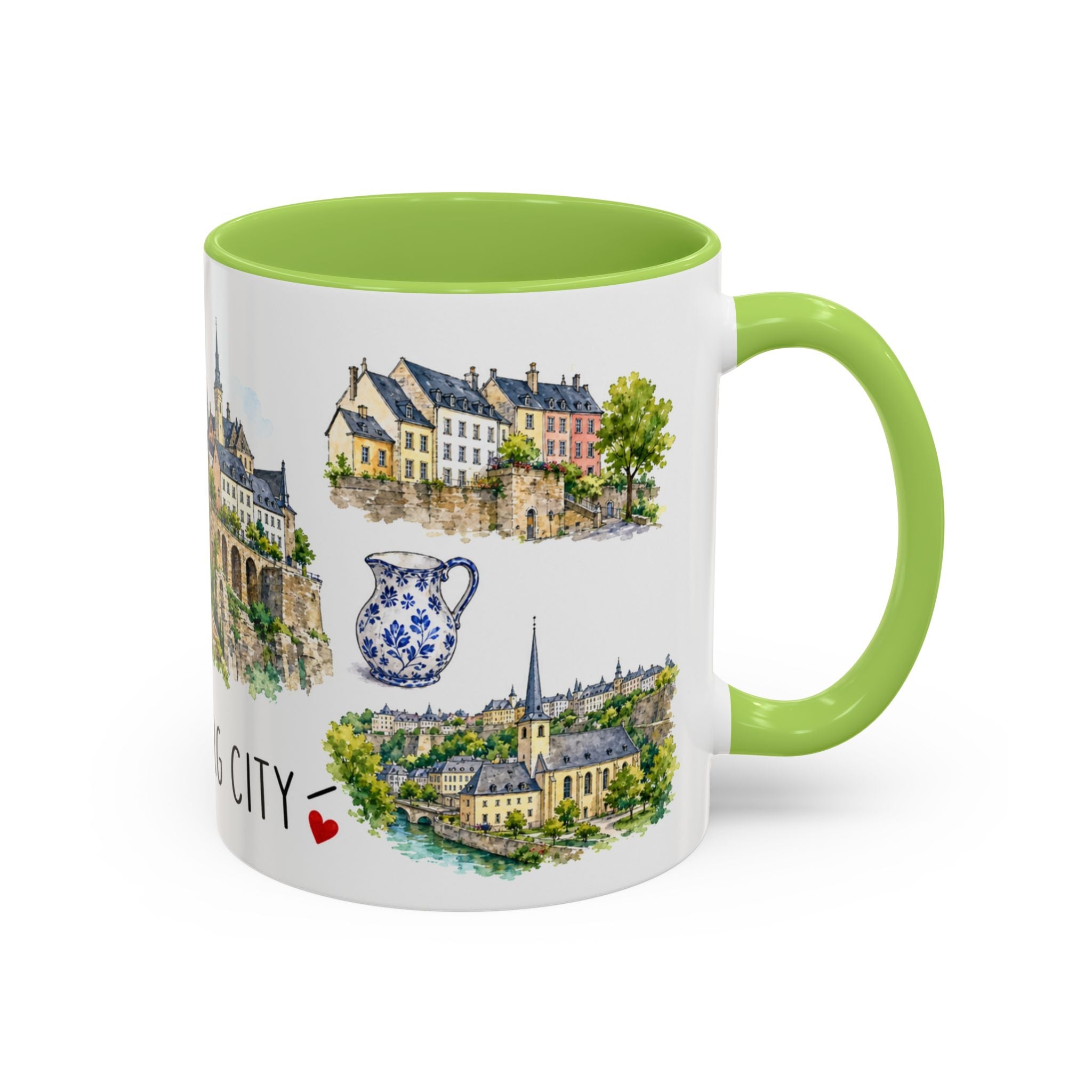 Luxembourg City Illustrated Travel Mug | City Souvenir Accent Coffee Mug | 11oz 15oz Ceramic Cup