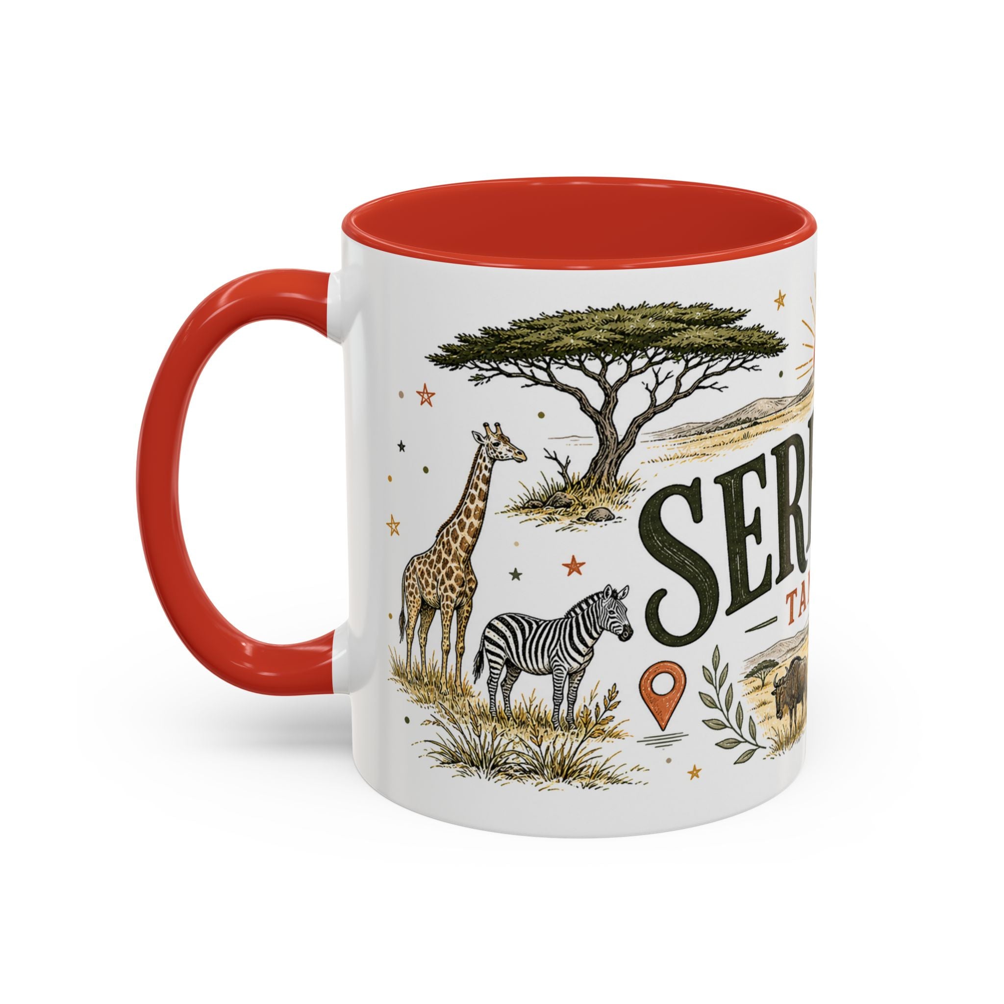 Serengeti Coffee Mug | Travel Destination Souvenir Gift | Accent Color Ceramic 11oz 15oz