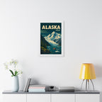 Alaska Mountains United States Framed Poster | Vintage Travel Wall Art | Black Walnut White Frame | 16x24 20x30