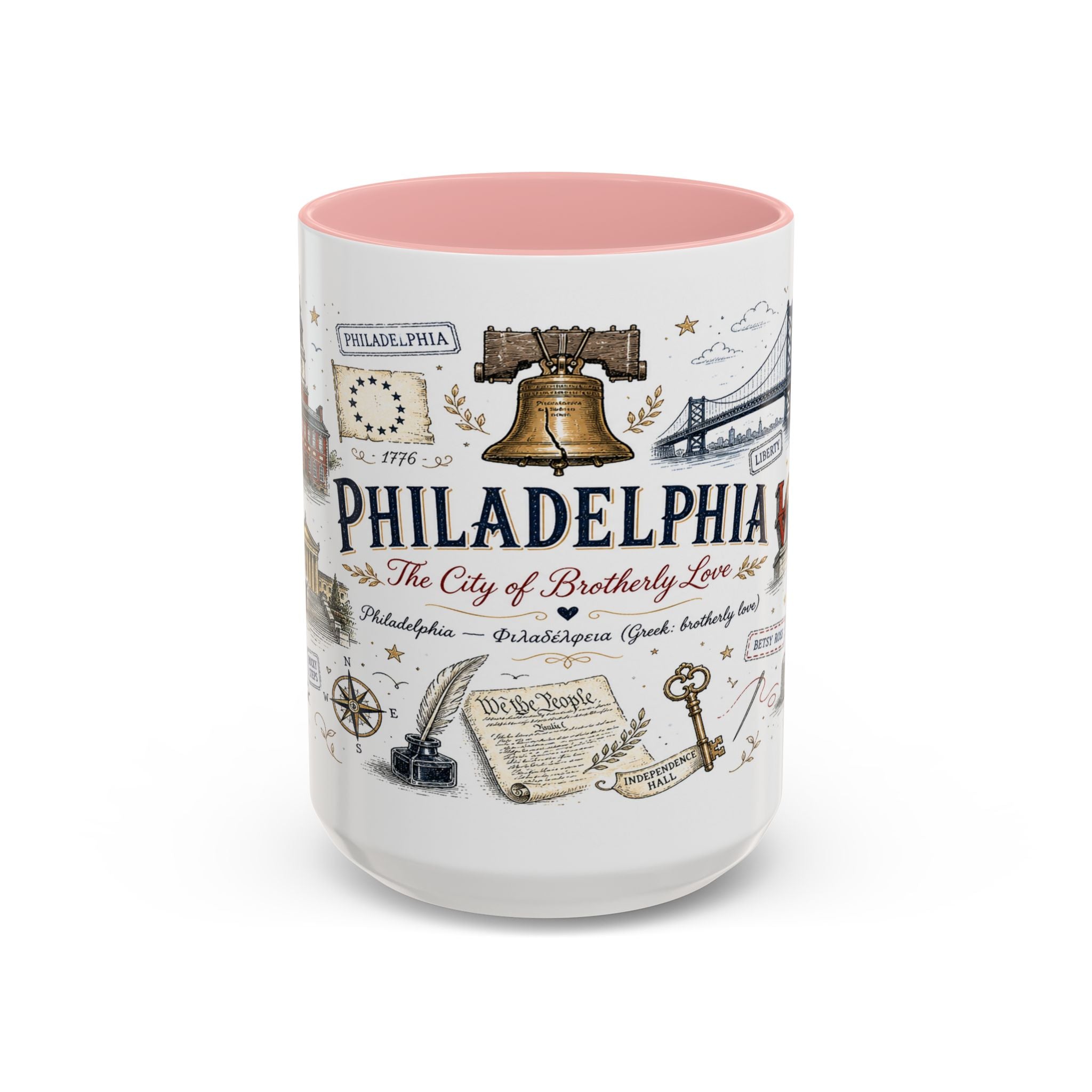 Philadelphia Coffee Mug | Pennsylvania Souvenir City Gift | Accent Color Ceramic 11oz 15oz