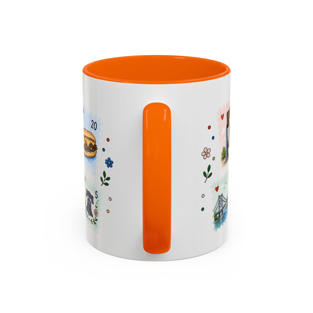 Philadelphia Coffee Mug | Postage Stamp Collage Mug | Travel Souvenir Accent Cup 11oz 15oz
