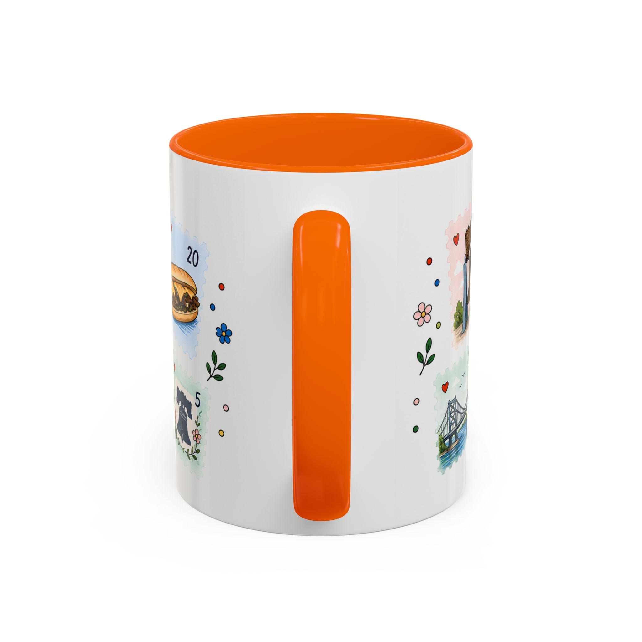 Philadelphia Coffee Mug | Postage Stamp Collage Mug | Travel Souvenir Accent Cup 11oz 15oz