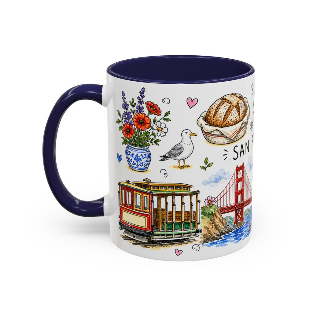 San Francisco Illustrated Travel Mug | City Souvenir Accent Coffee Mug | 11oz 15oz Ceramic Cup