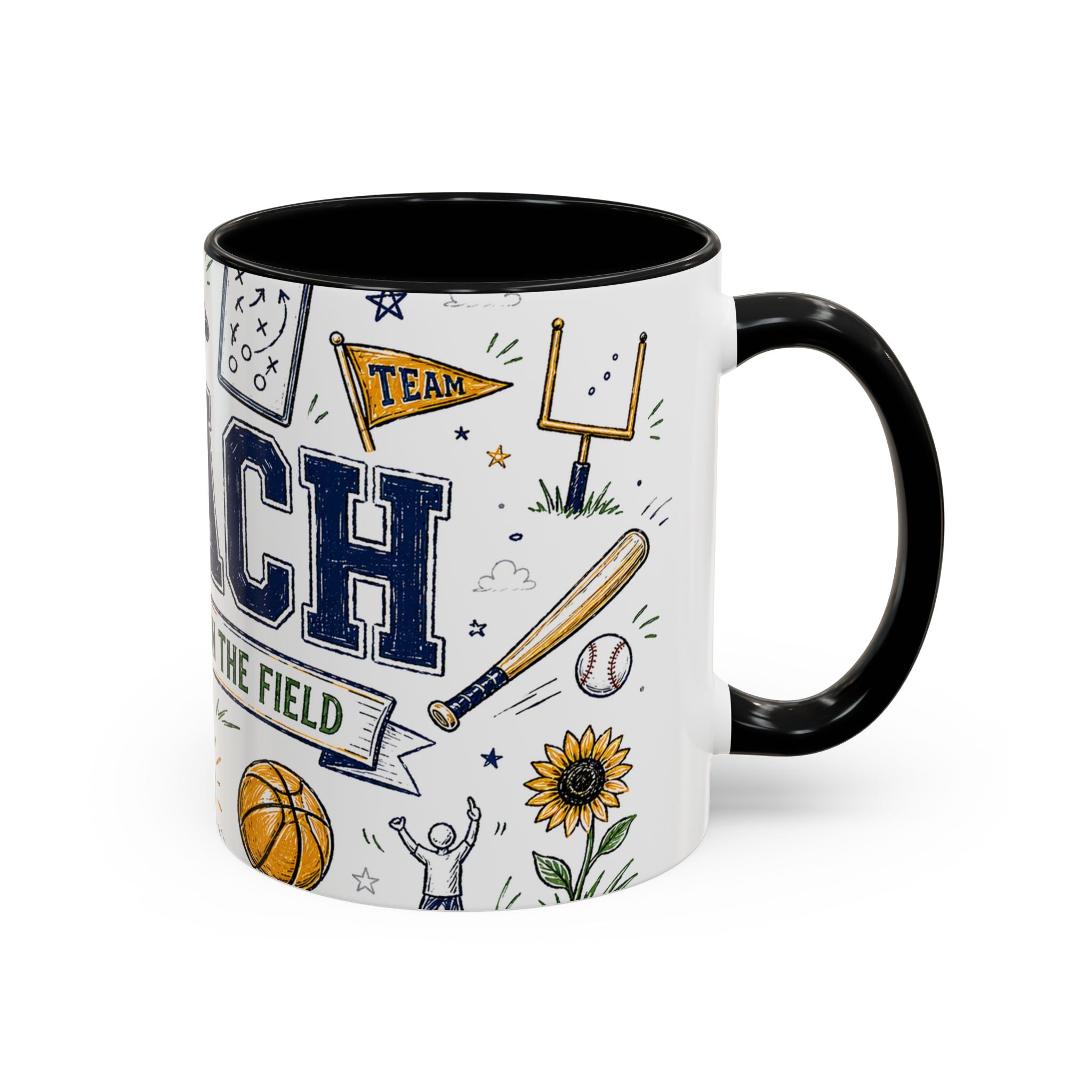Coach Best Dad On The Field Coffee Mug | Father's Day Gift for Dad | Accent Color Ceramic 11oz 15oz