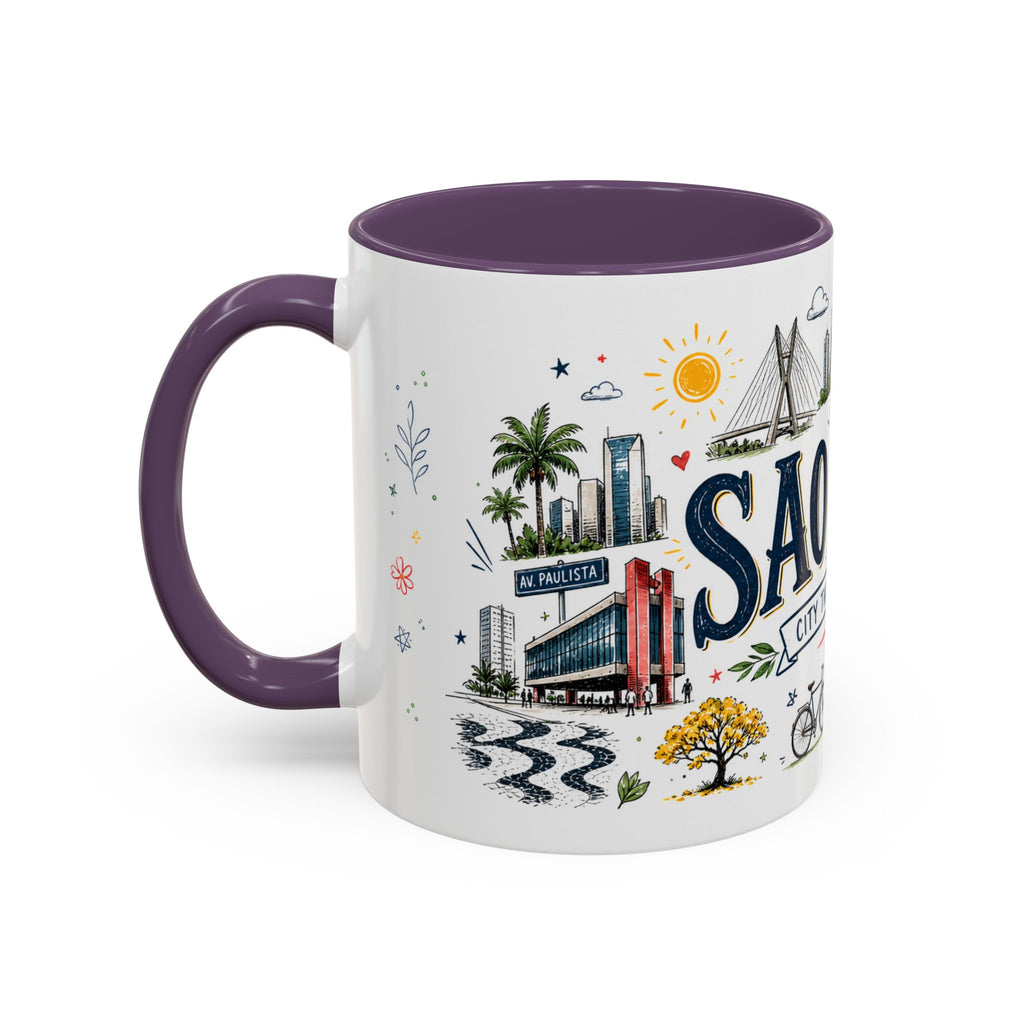 Sao Paulo Coffee Mug | Brazil Souvenir Travel Gift | Accent Color Ceramic 11oz 15oz