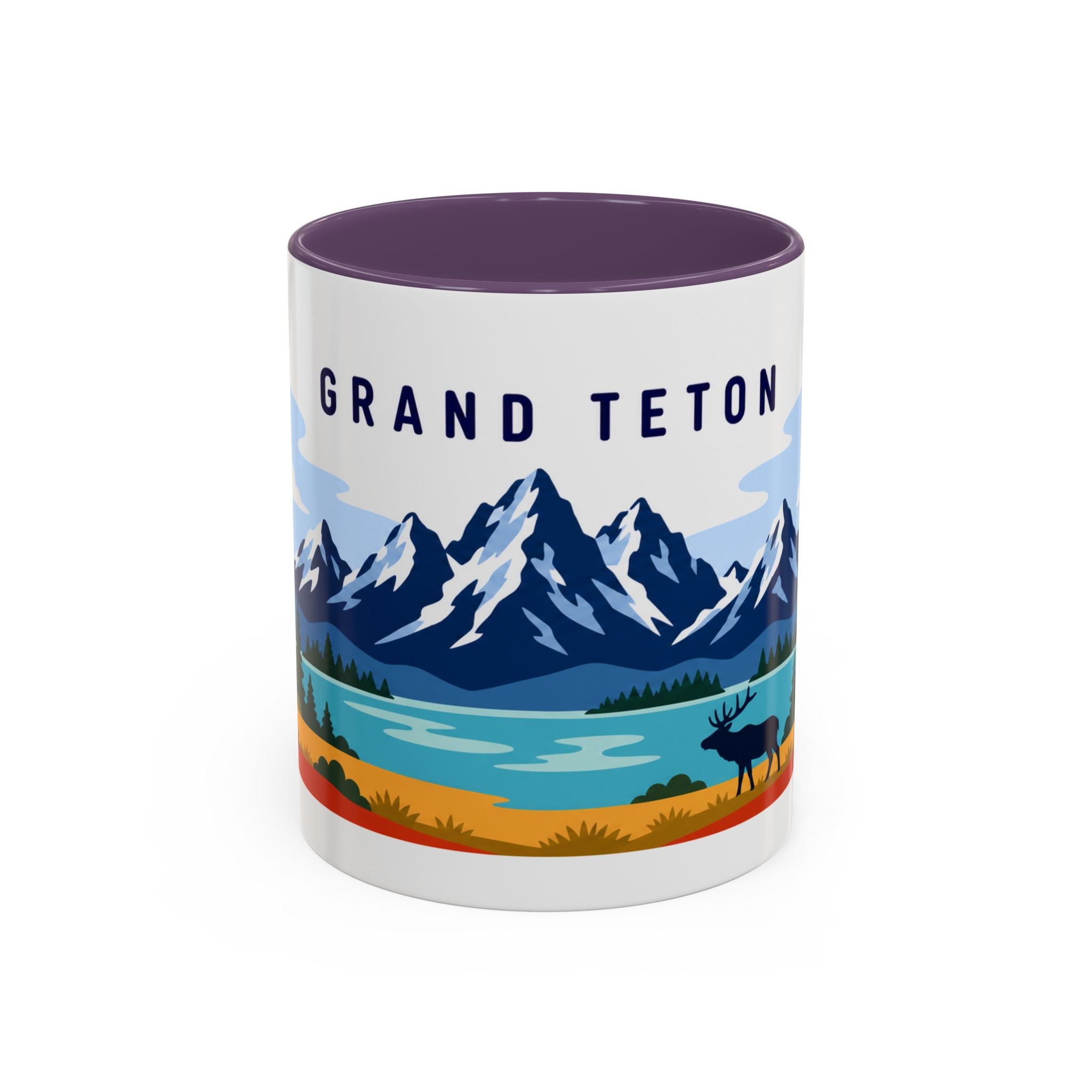 Grand Teton Coffee Mug | Travel Destination Souvenir Gift | Accent Color Ceramic 11oz 15oz