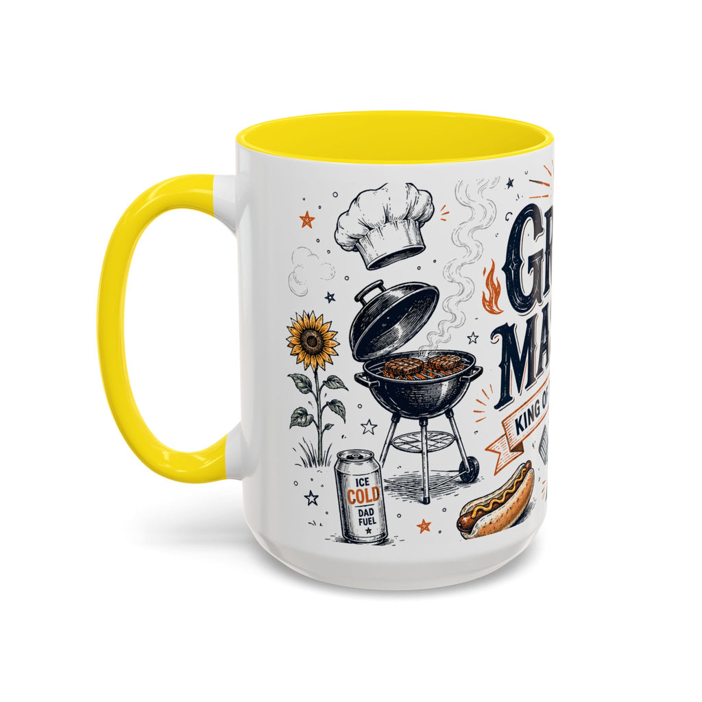 Grill Master Coffee Mug | Father's Day Gift for Dad | Accent Color Ceramic 11oz 15oz