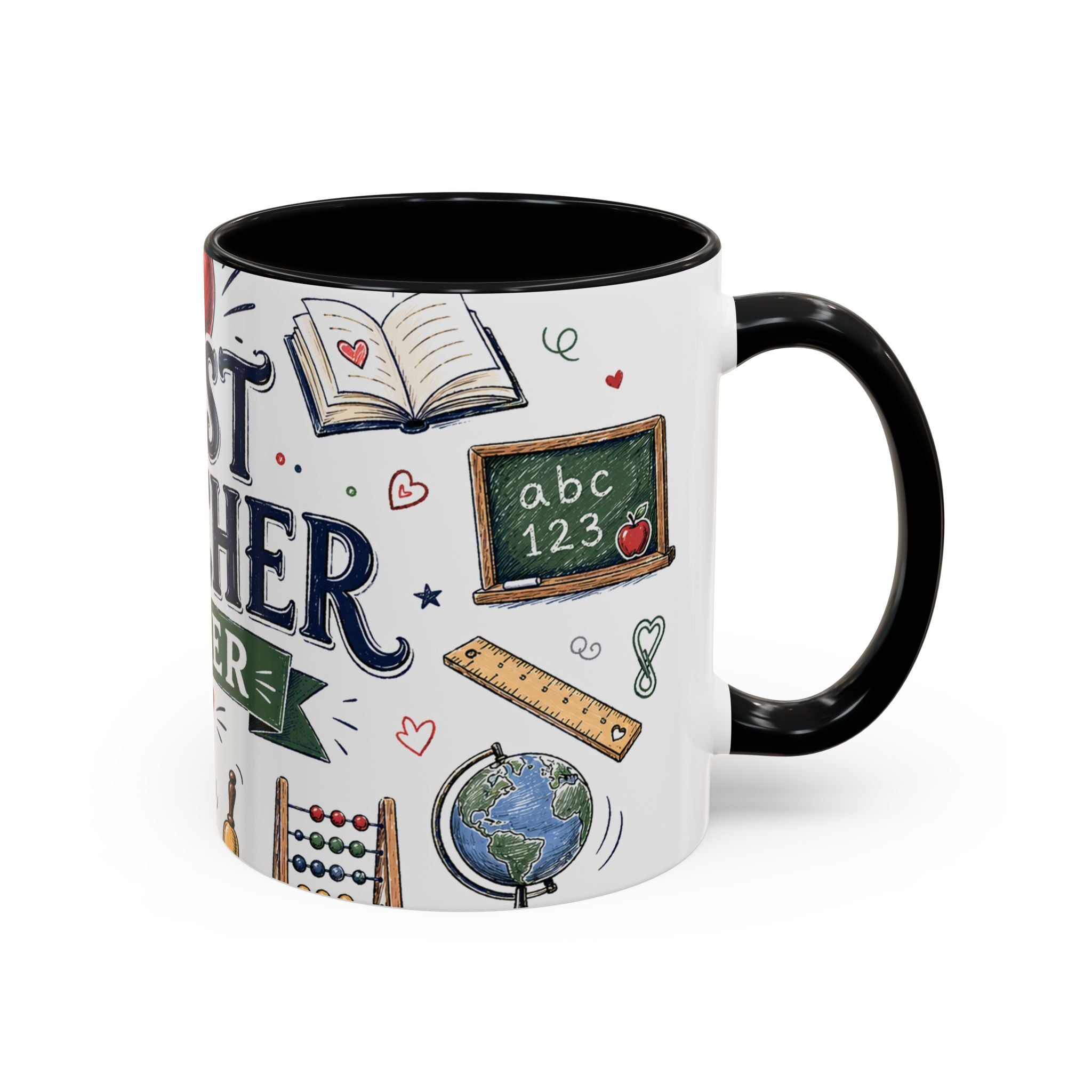 Best Teacher Ever Coffee Mug | Teacher Appreciation Gift | Accent Color Ceramic 11oz 15oz