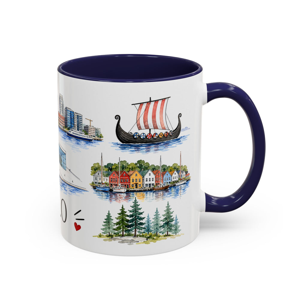 Oslo Illustrated Travel Mug | City Souvenir Accent Coffee Mug | 11oz 15oz Ceramic Cup