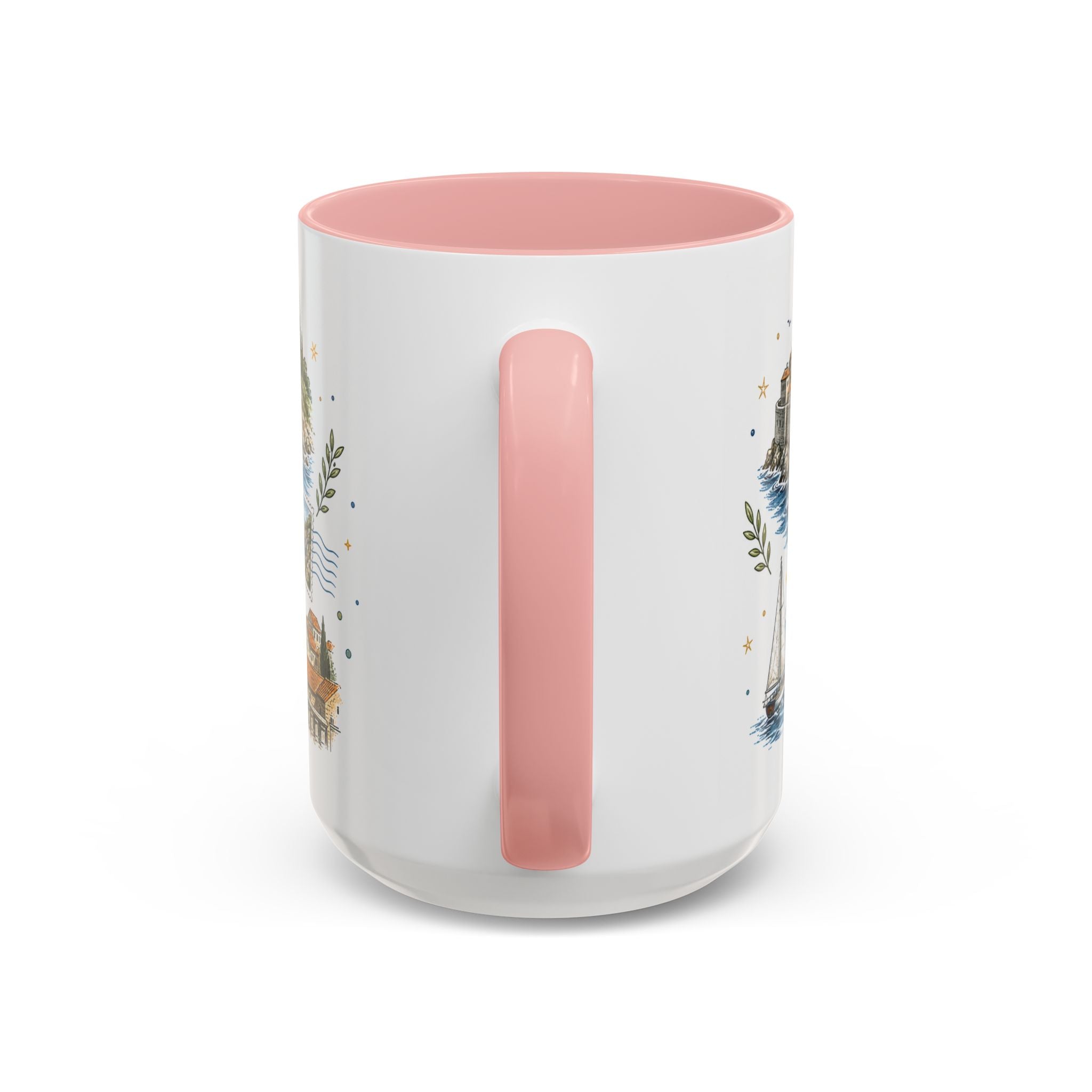 Dubrovnik Coast Coffee Mug | Travel Destination Souvenir Gift | Accent Color Ceramic 11oz 15oz