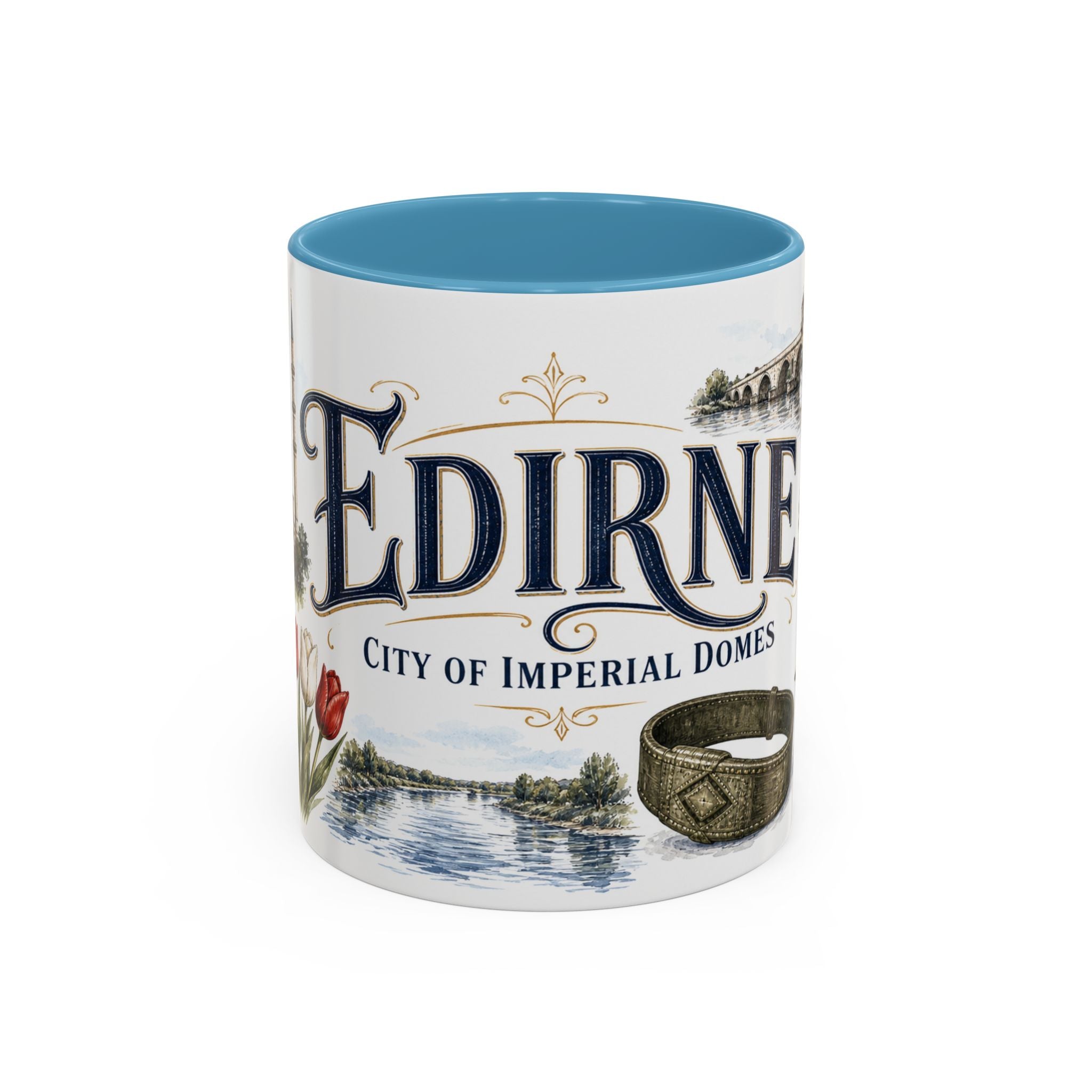 Edirne Coffee Mug | Turkey Travel Souvenir | Vintage Illustrated City Gift | 11 oz 15 oz Accent Mug