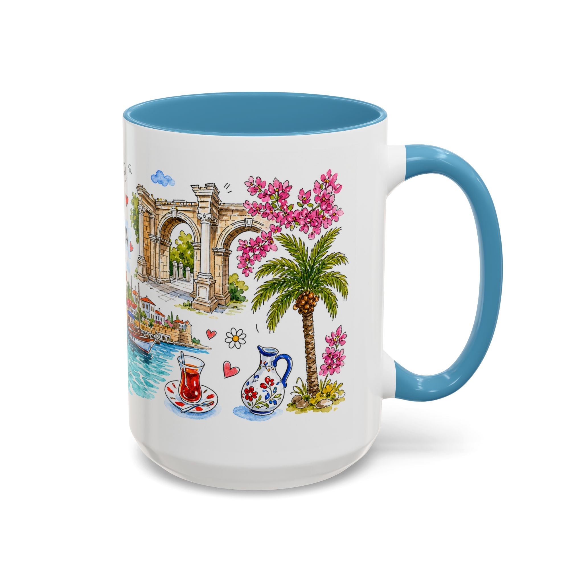Antalya Travel Mug | European City Souvenir Accent Coffee Mug | 11oz 15oz Ceramic Cup
