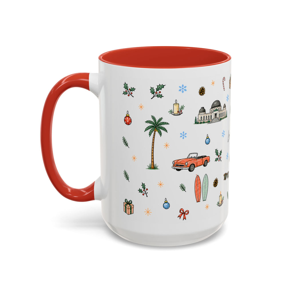 Los Angeles Christmas Mug | Watercolor City Souvenir | Ceramic Coffee Cup (11oz or 15oz)