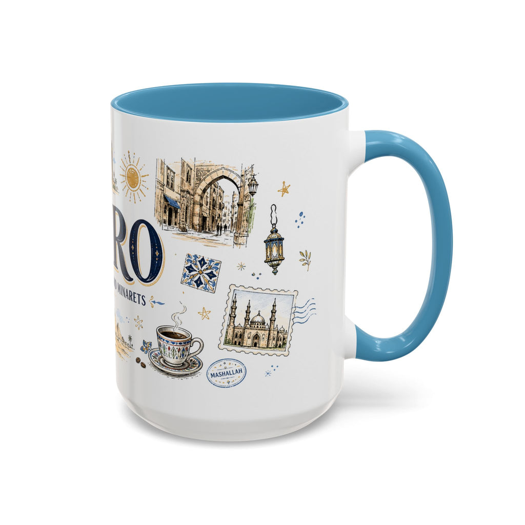 Cairo Coffee Mug | Egypt Souvenir Travel Gift | Accent Color Ceramic 11oz 15oz
