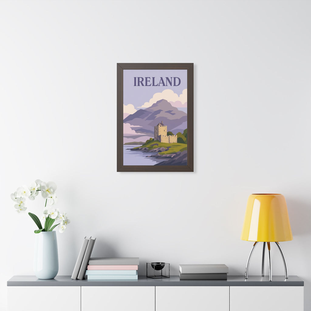 Ireland Castle Ireland Framed Poster | Vintage Travel Wall Art | Black Walnut White Frame | 16x24 20x30