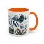 New Zealand South Island Coffee Mug | Travel Destination Souvenir Gift | Accent Color Ceramic 11oz 15oz